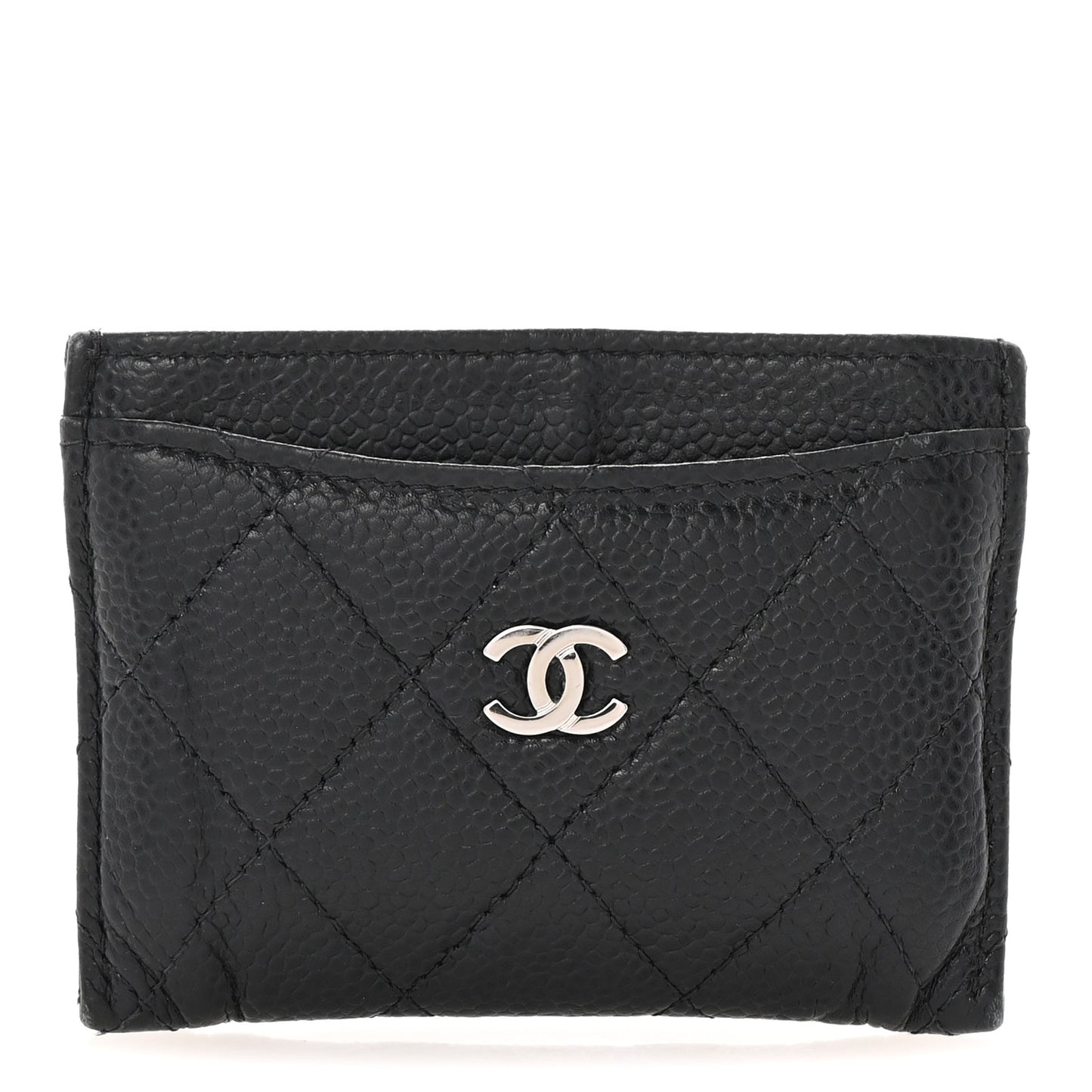 Caviar Quilted Card Holder Black
