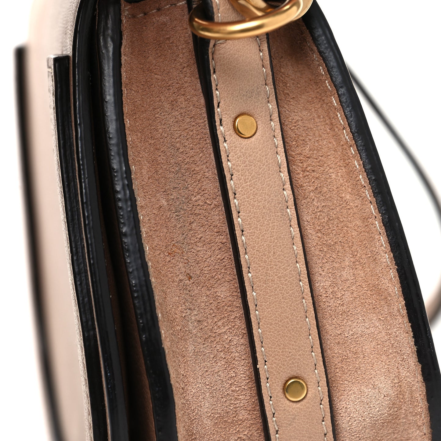 Calfskin Suede Small Nile Bracelet Bag Biscotti Beige