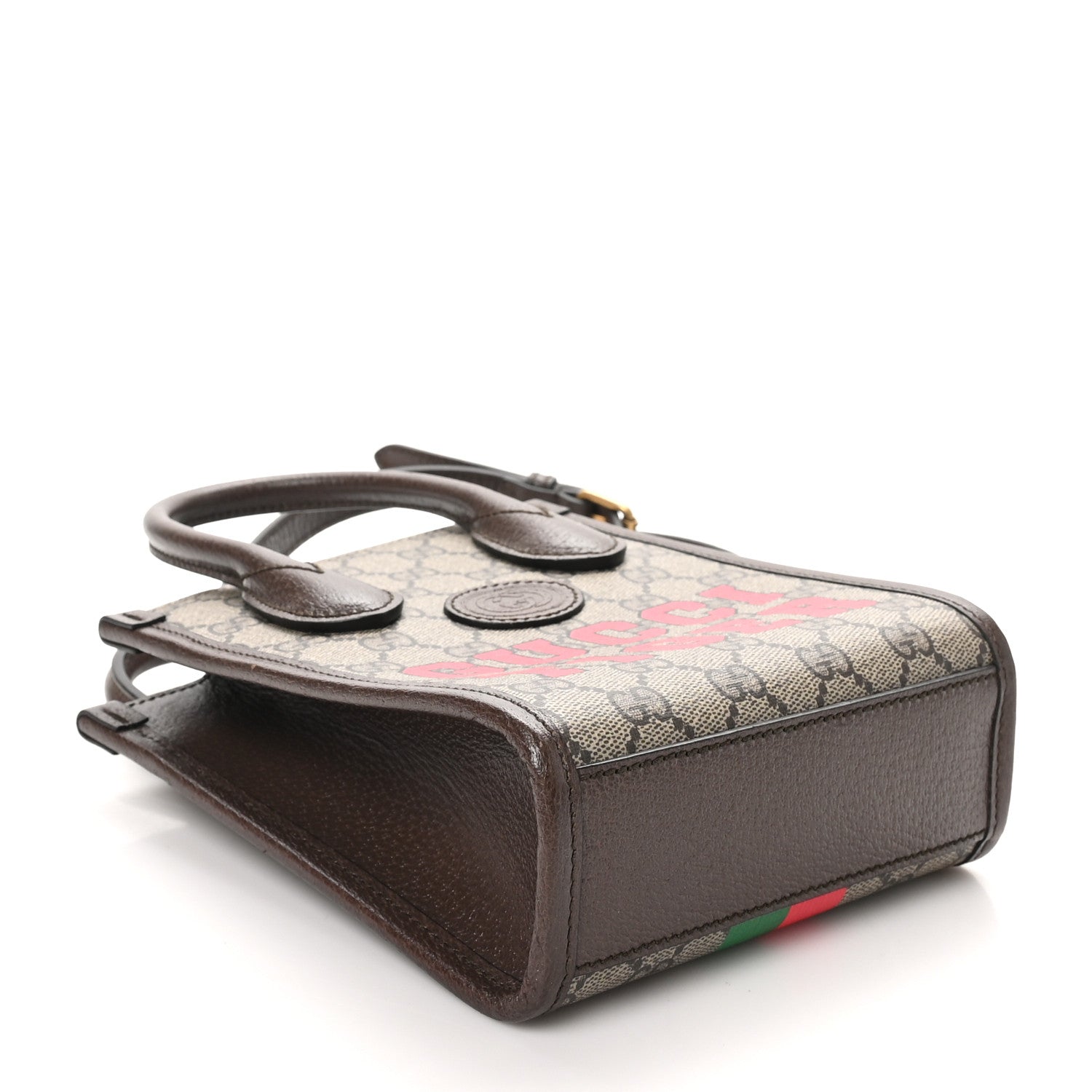 Gucci GG Supreme Monogram Textured Dollar Calfskin Web Gucci Tiger Mini Retro Interlocking G Tote Bag Beige Ebony Live Red New Shamarock New Acero 4 of 11
