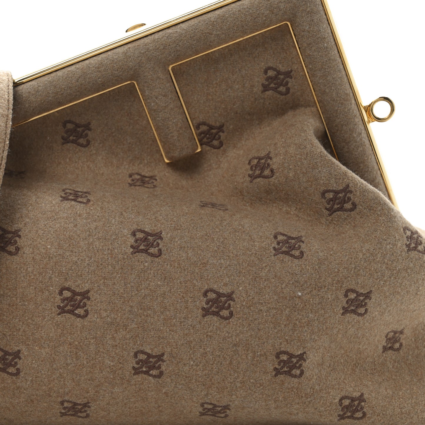 Flannel Karligraphy Embroidered Medium Fendi First Camel