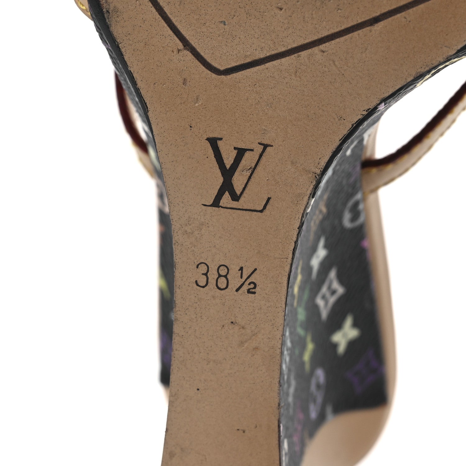 Louis Vuitton Monogram Multicolor Bow Wedge Sandals 38.5 Black 8 of 15