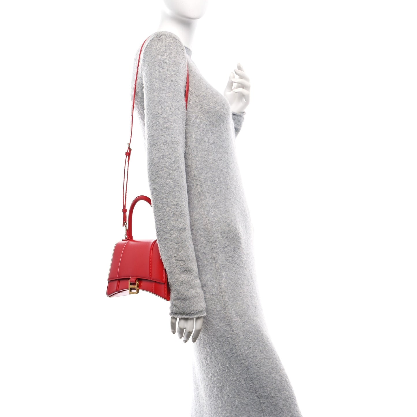 Shiny Box Calfskin Small Hourglass Top Handle Bag Bright Red