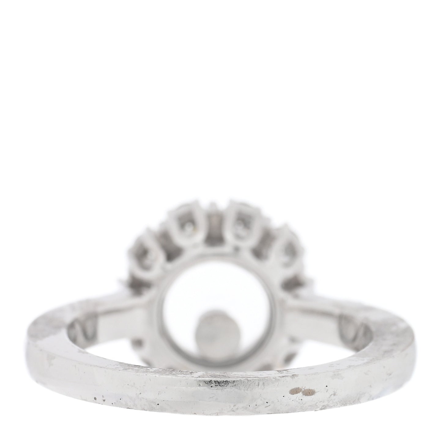 18K White Gold Diamond Happy Diamond Round Pave Ring 48 4.5