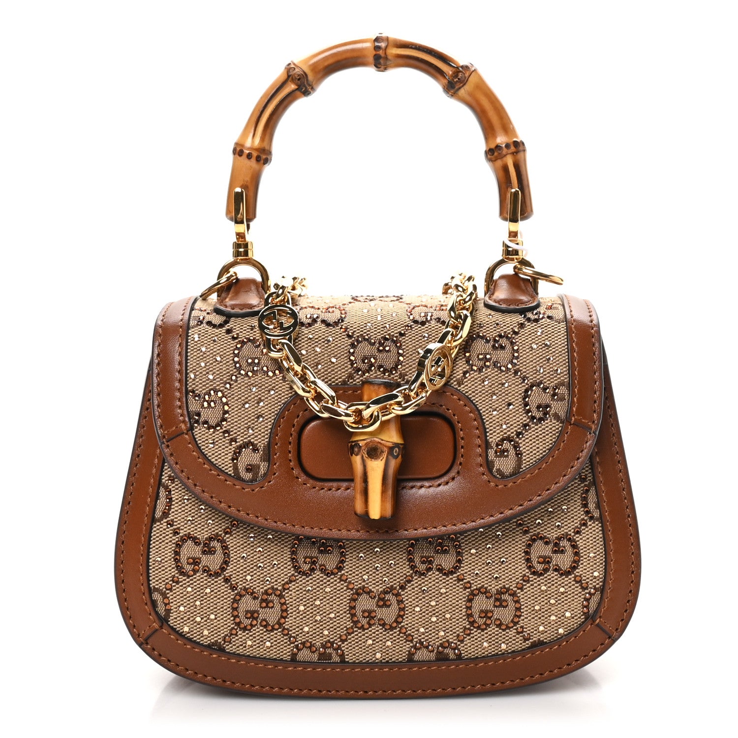 Gucci New Canvas Charisma Calfskin Crystal GG Monogram Small