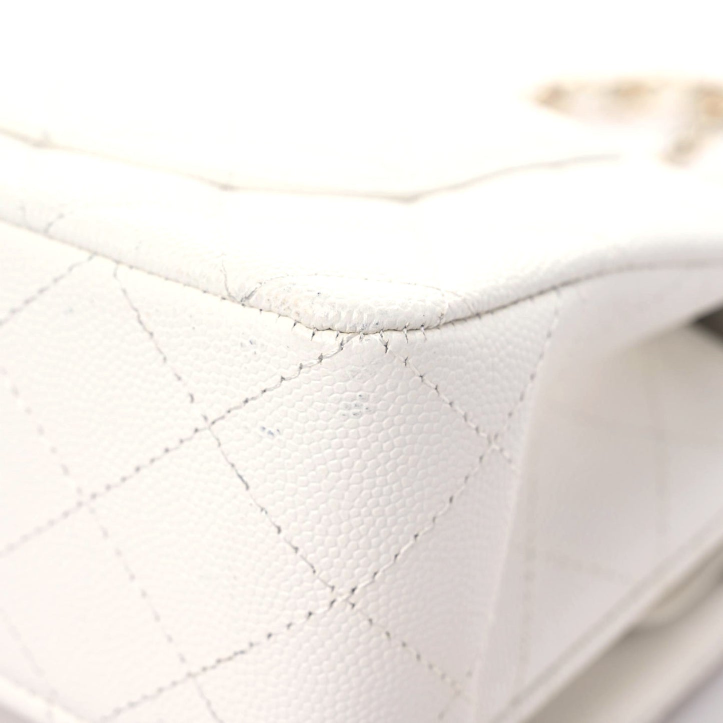 Caviar Quilted Small Double Flap White