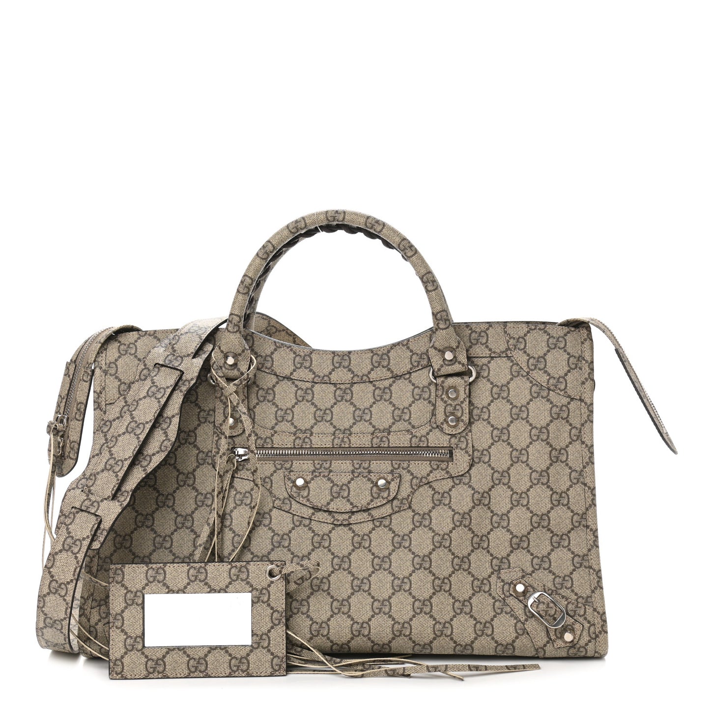 X GUCCI GG Supreme Monogram Neo Classic Silver Hardware City Beige Ebony