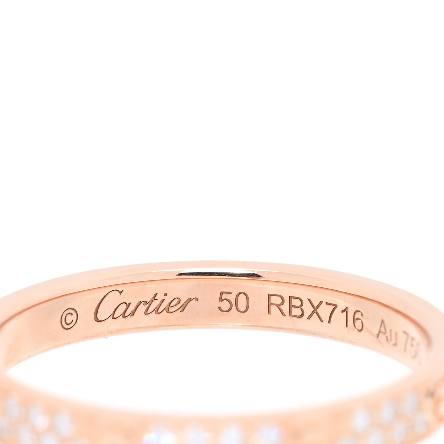 18K Pink Gold Diamond 2.6mm LOVE Paved Band Ring 50 5.25