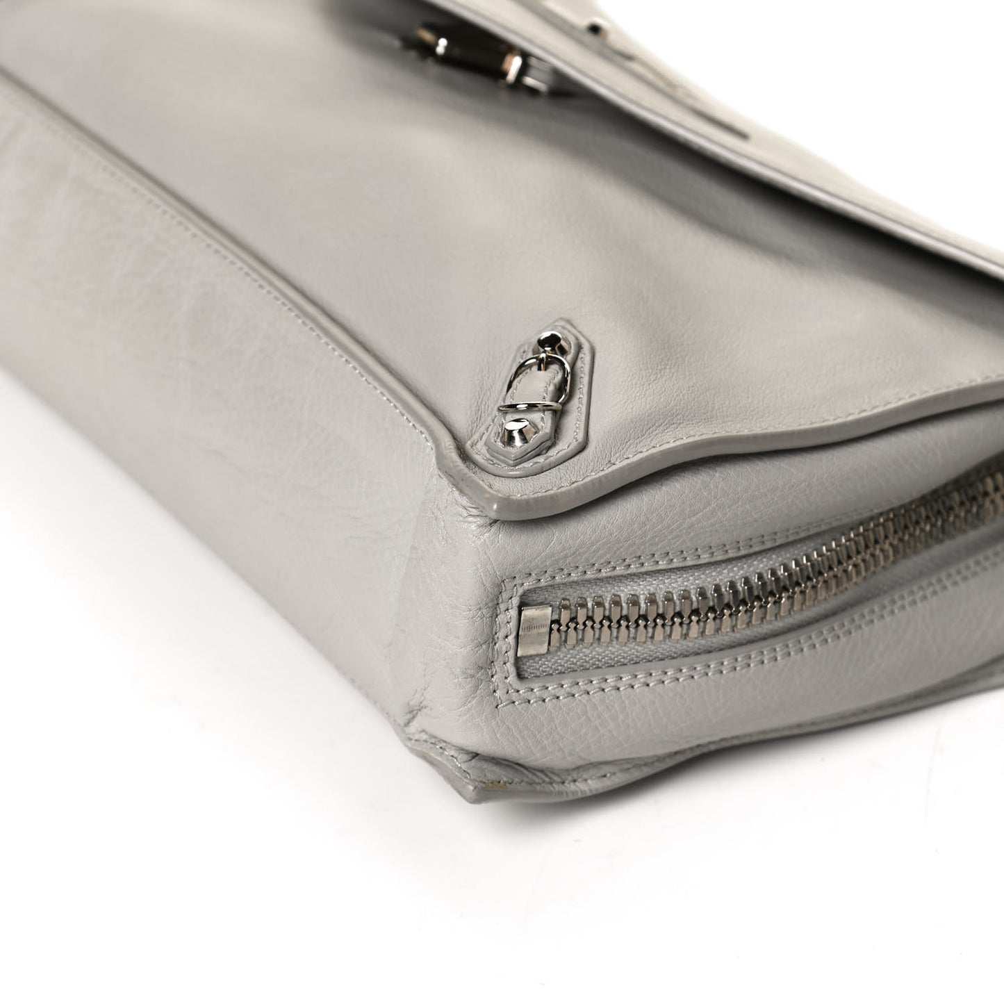 Veau Papier Sight Clutch Gris Metal