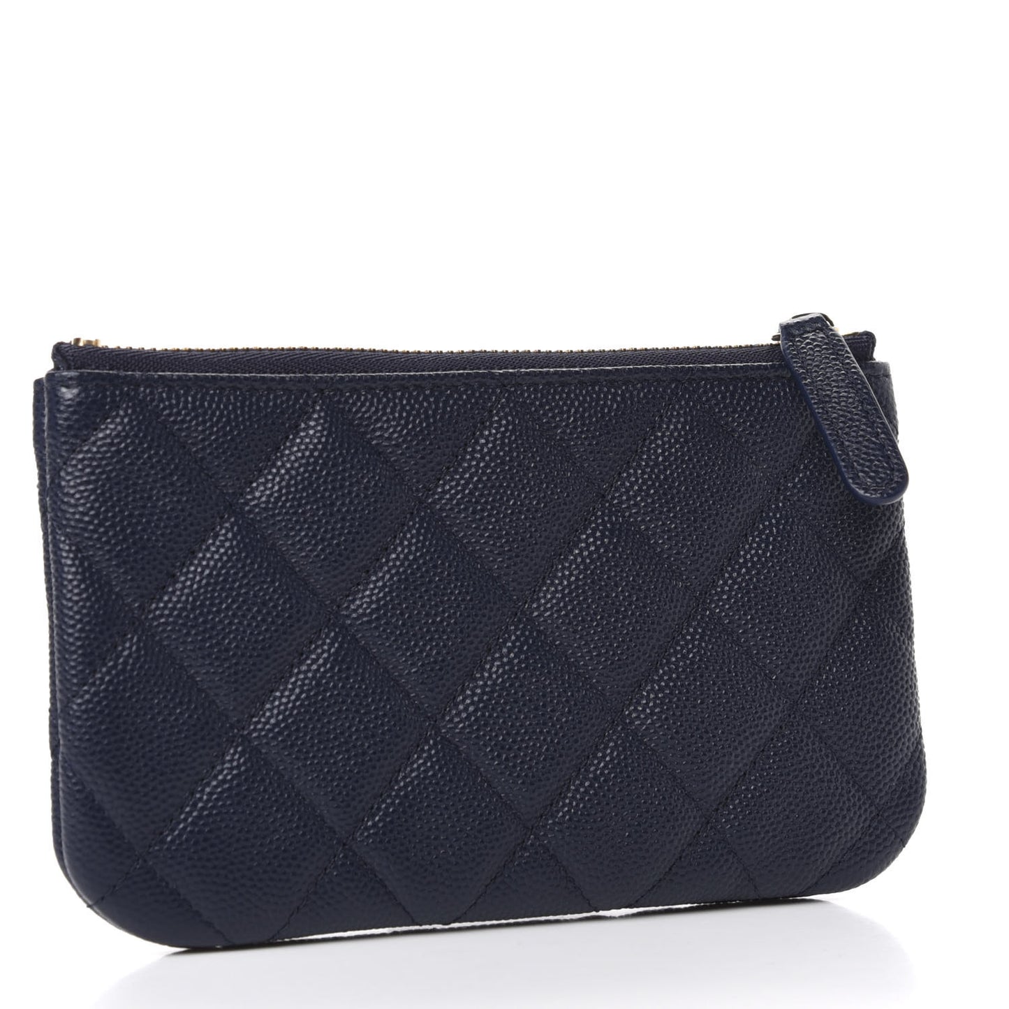 Caviar Quilted Small Cosmetic Case Navy Blue