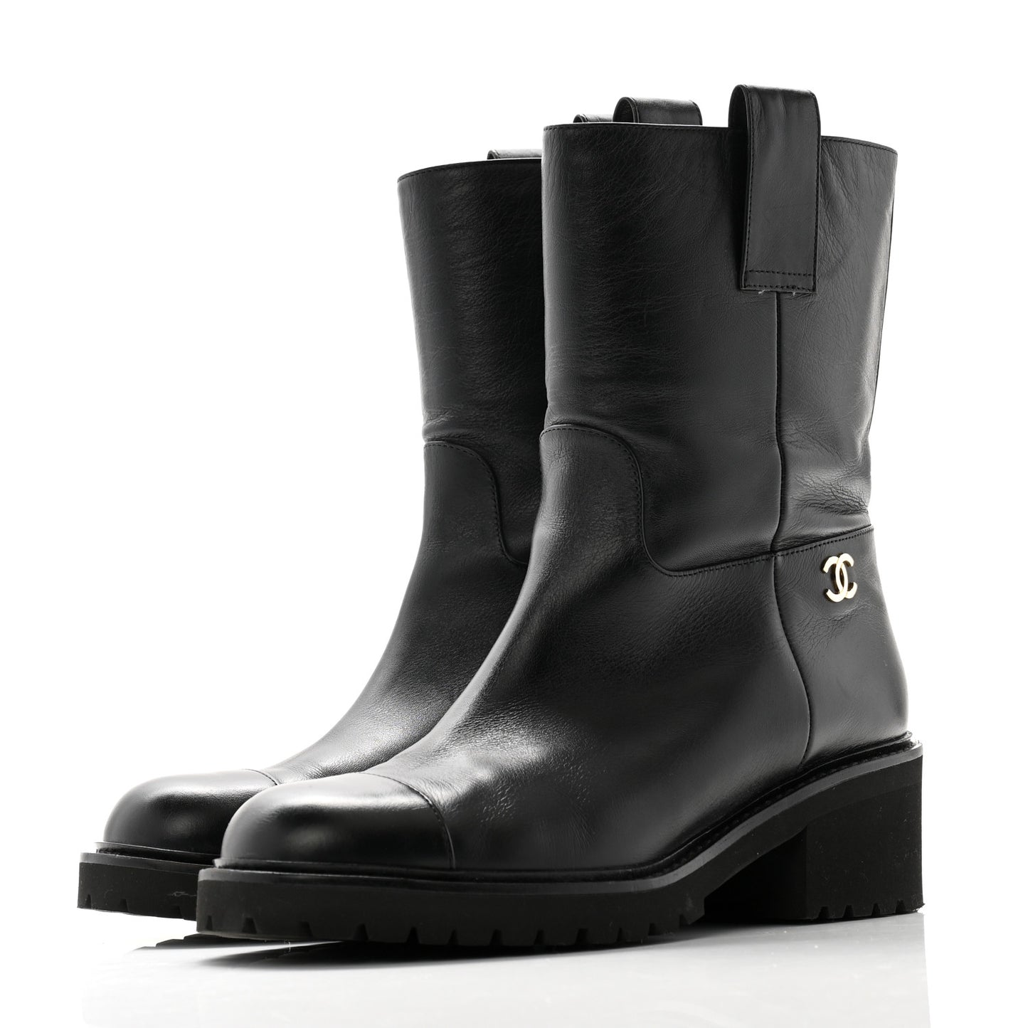 Calfskin CC Ankle Boots 37.5 Black