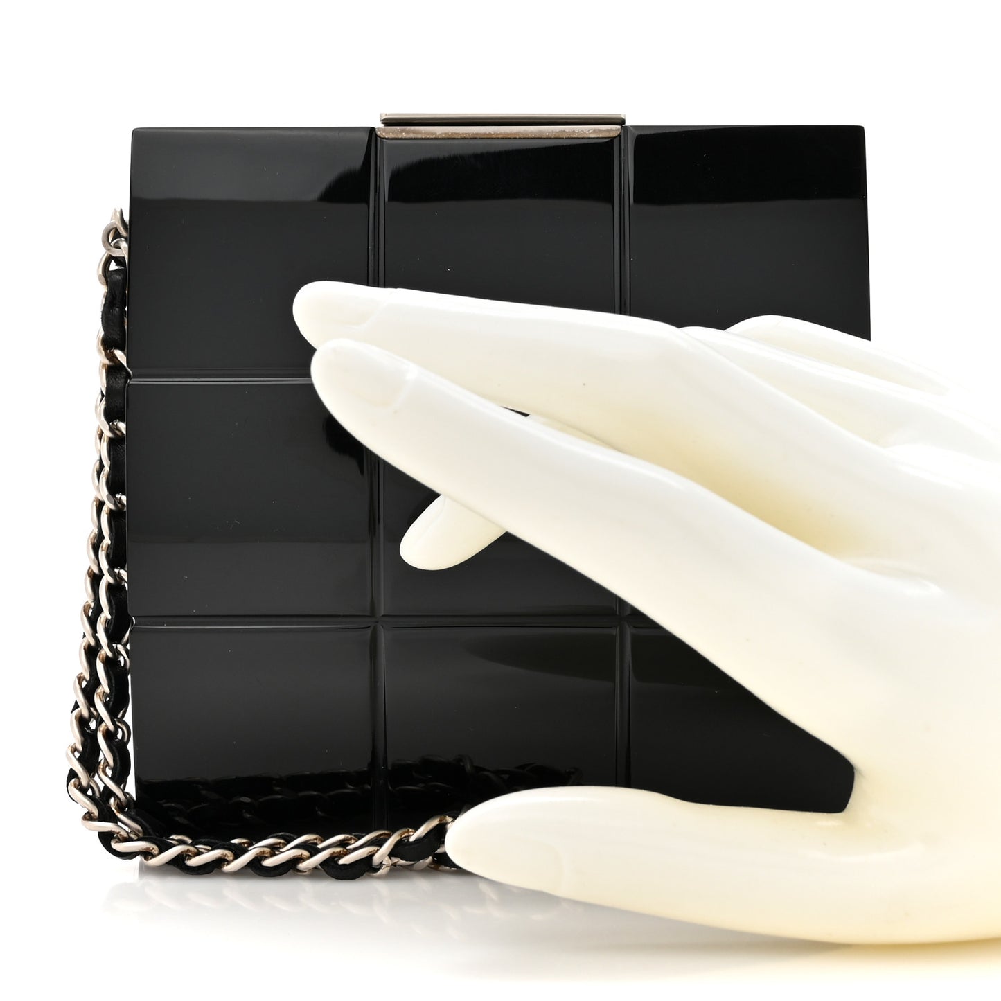 Plexiglass Minaudiere Wristlet Clutch Black