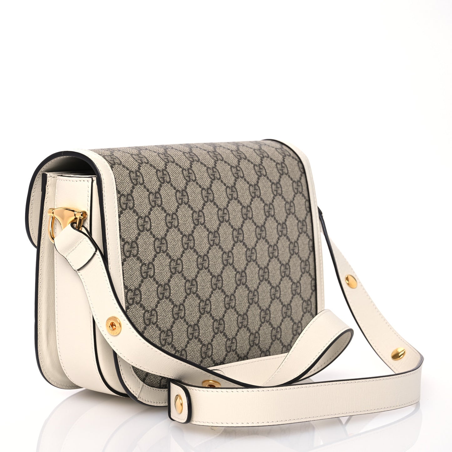 GG Supreme Monogram Horsebit 1955 Shoulder Bag Beige Mystic White