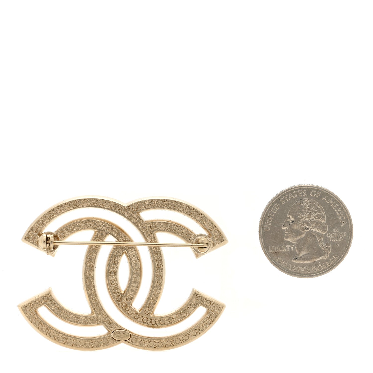 Chanel Metal Crystal CC Brooch Gold 2 of 4
