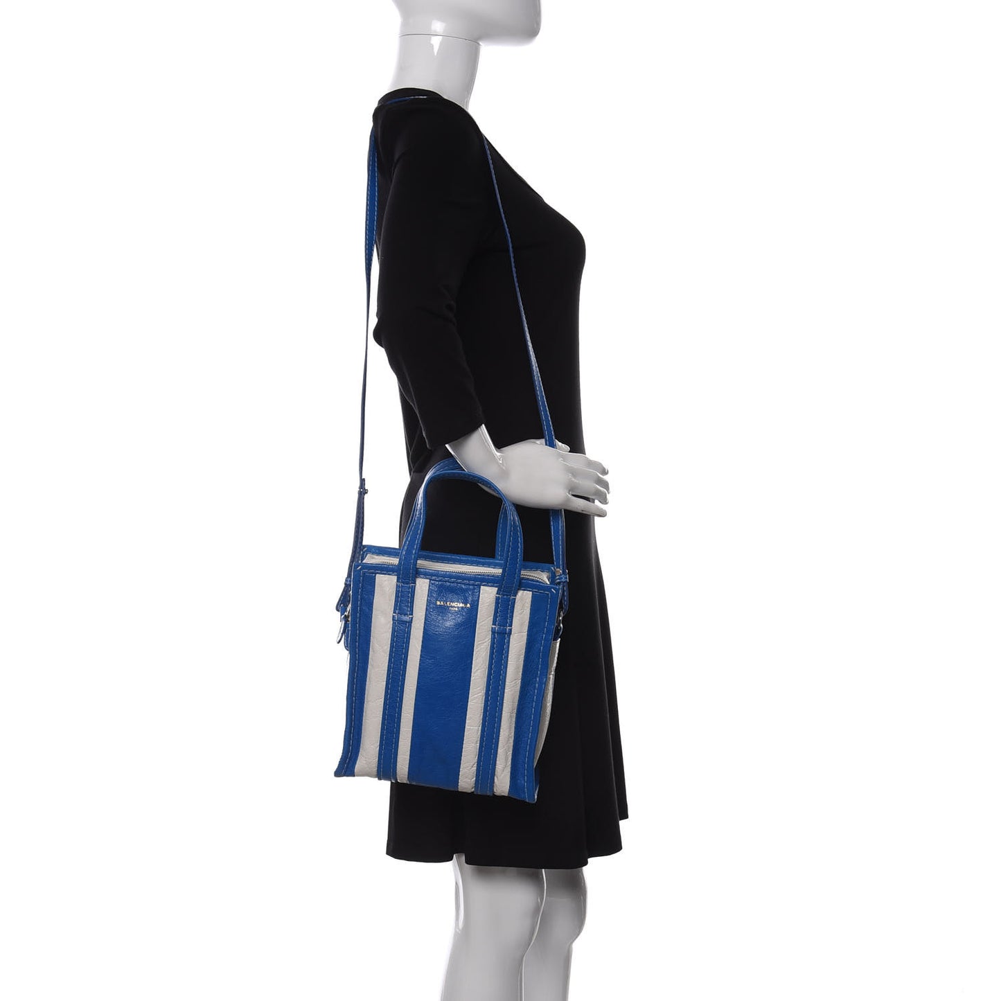 Veau Arena Multicolore XS Bazar Shopper Tote Bleu Lazuli White