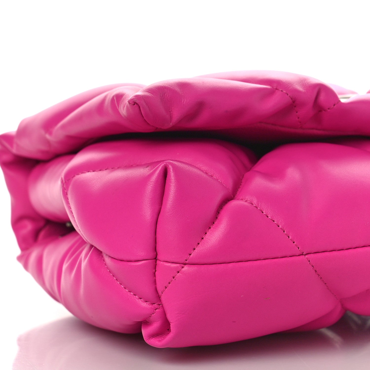Balenciaga Nappa Calfskin Quilted Touch B Puffy Clutch Fuchsia 7 of 14