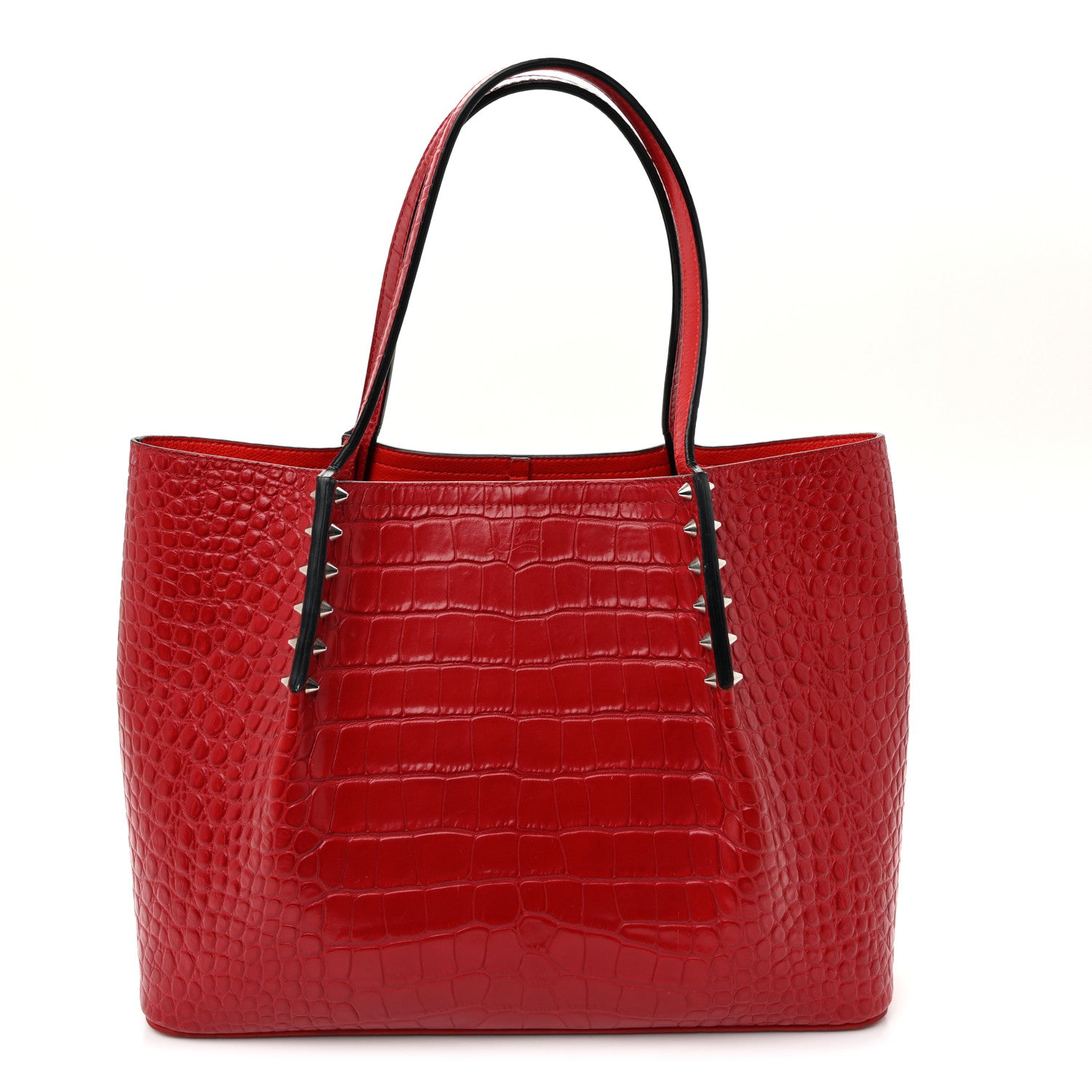 Christian Louboutin Crocodile Embossed Calfskin Spiked Small