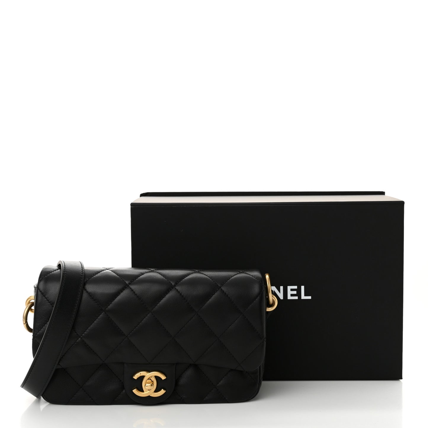 Lambskin Quilted Flap Black