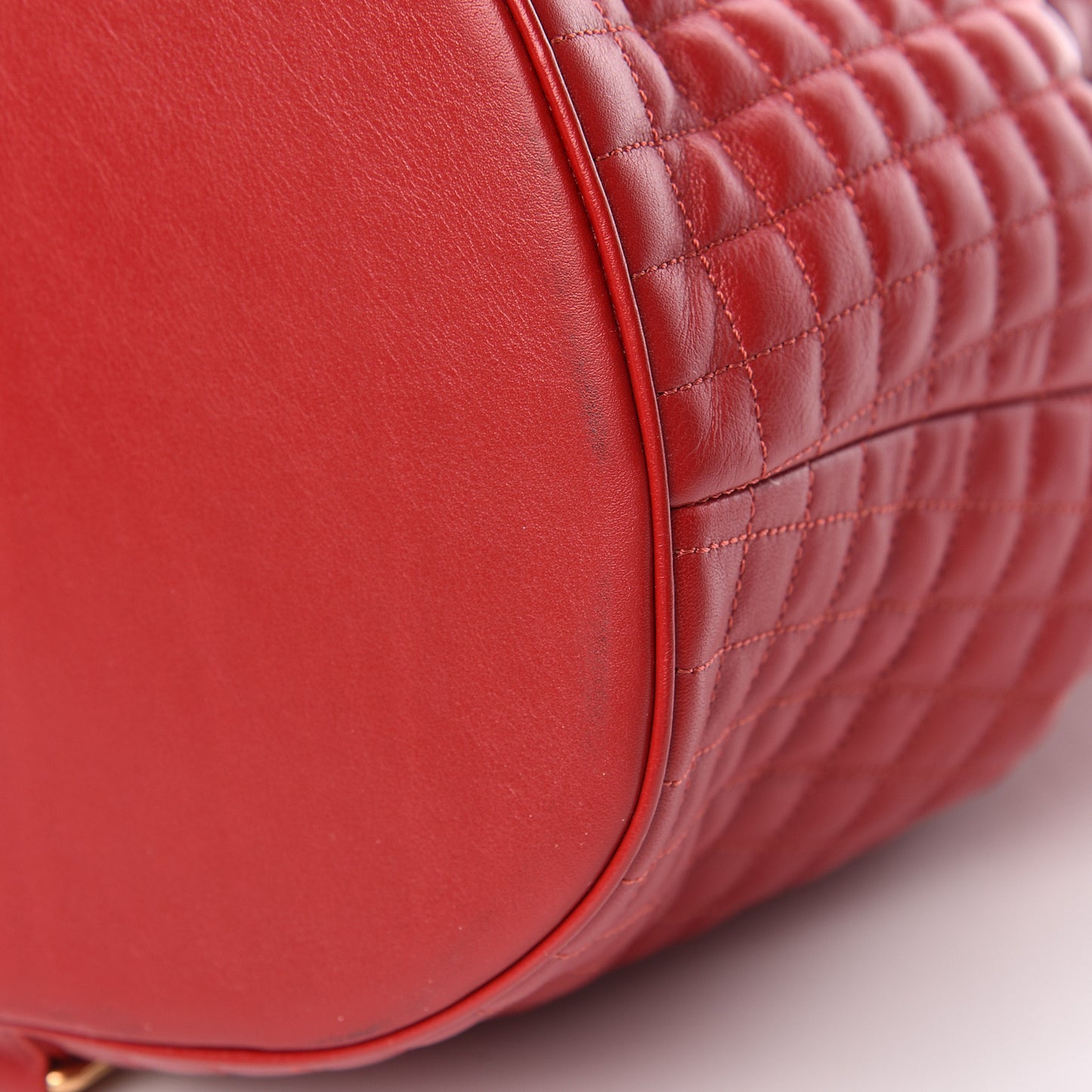 Calfskin Quilted Small C Backpack Red