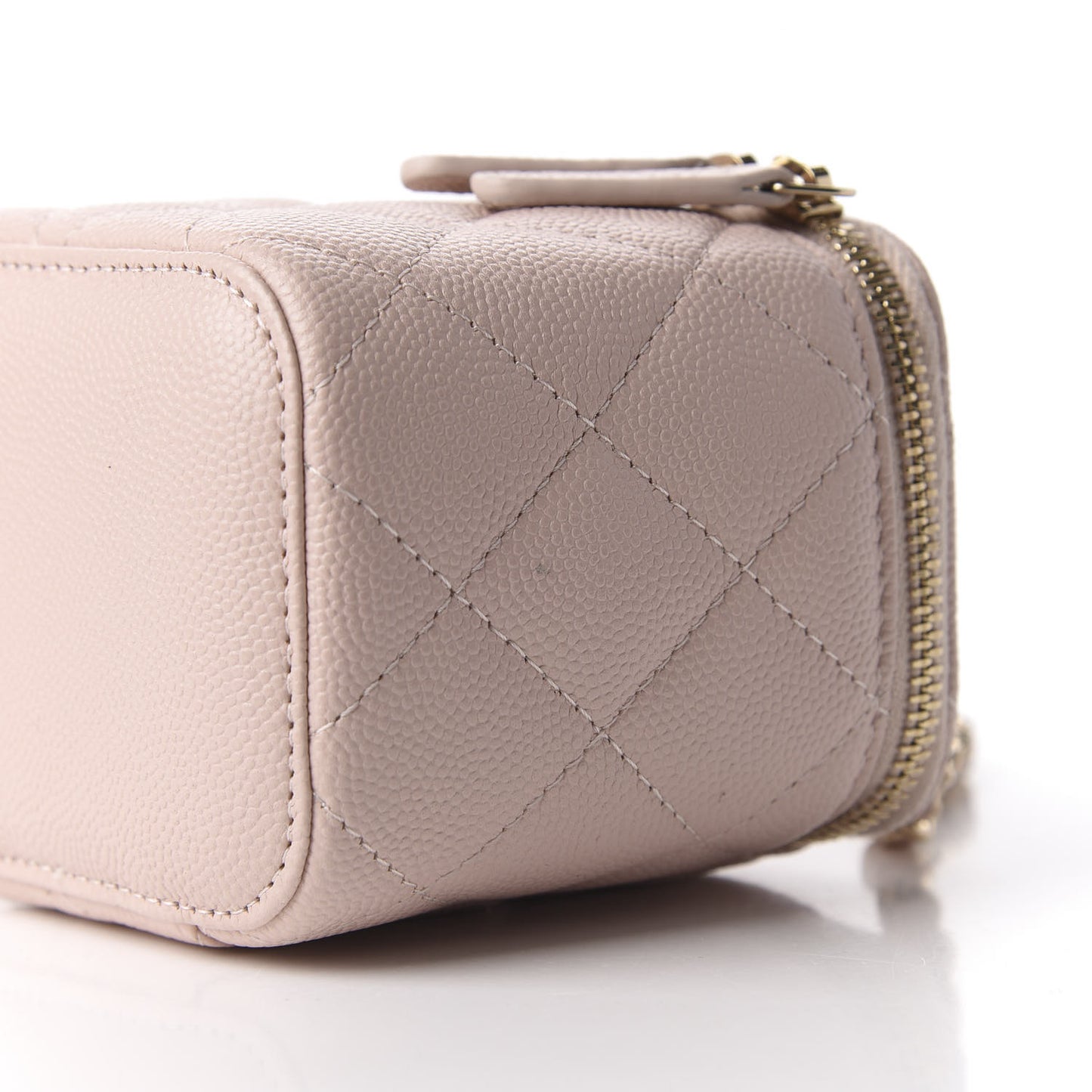 Caviar Quilted Mini Vanity Case With Chain Light Pink