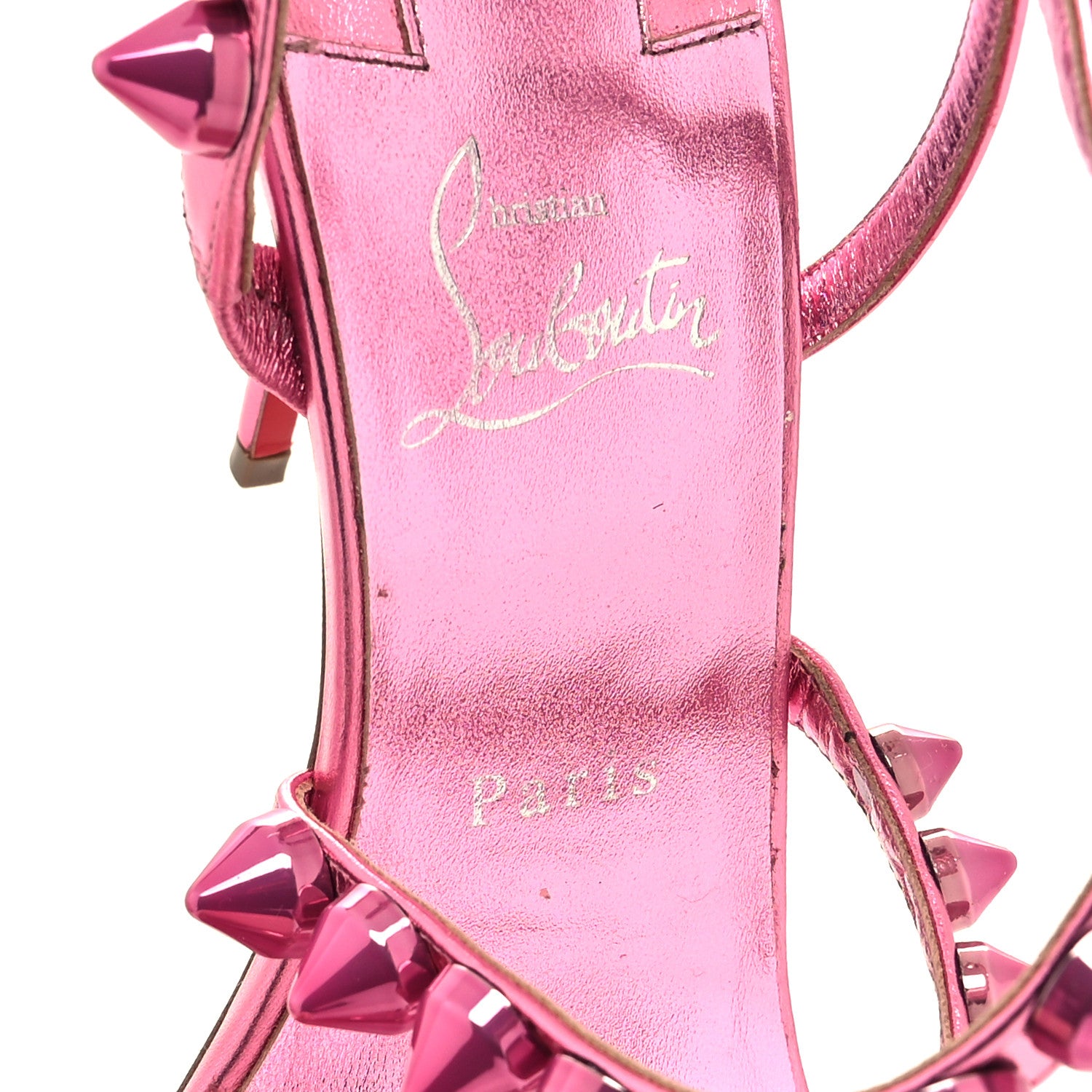 Christian Louboutin Metallic Calfskin Spikita 100 Sandals 39.5 Fuchsia 7 of 8