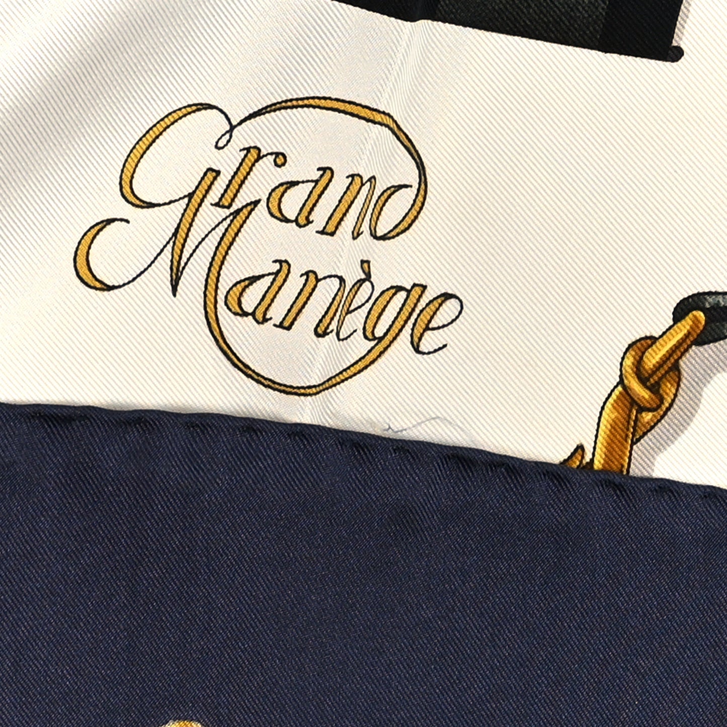 Silk Grand Manege Detail Scarf 90 Navy White