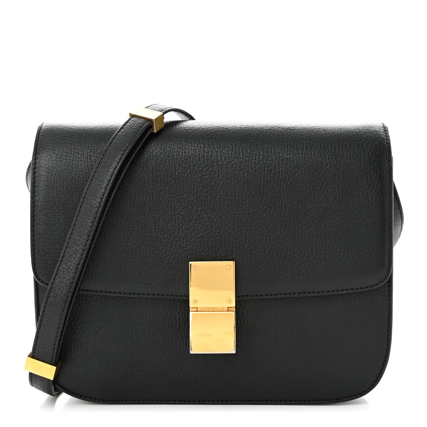 Goatskin Medium Classic Box Flap Bag Black