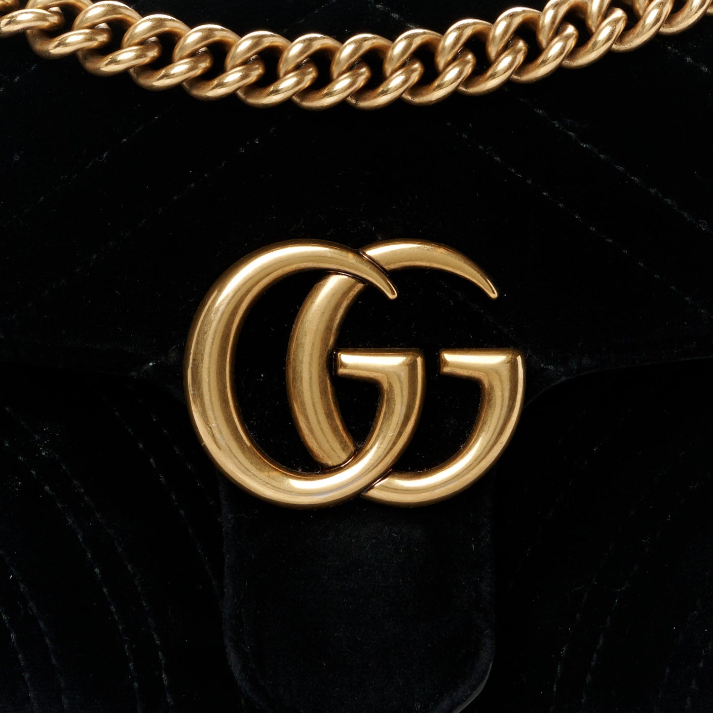 Velvet Matelasse Mini GG Marmont Shoulder Bag Black