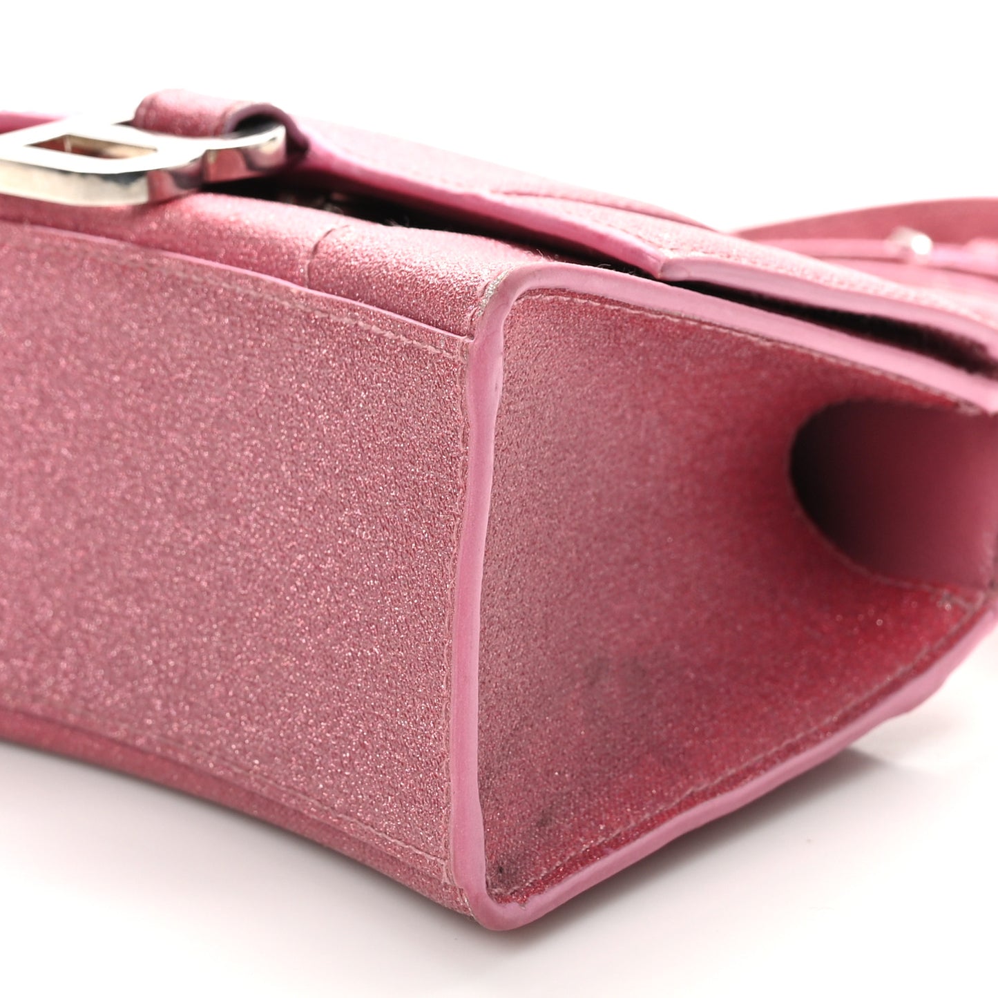 Glitter Fabric Hourglass Top Handle Bag XS Sweet Pink