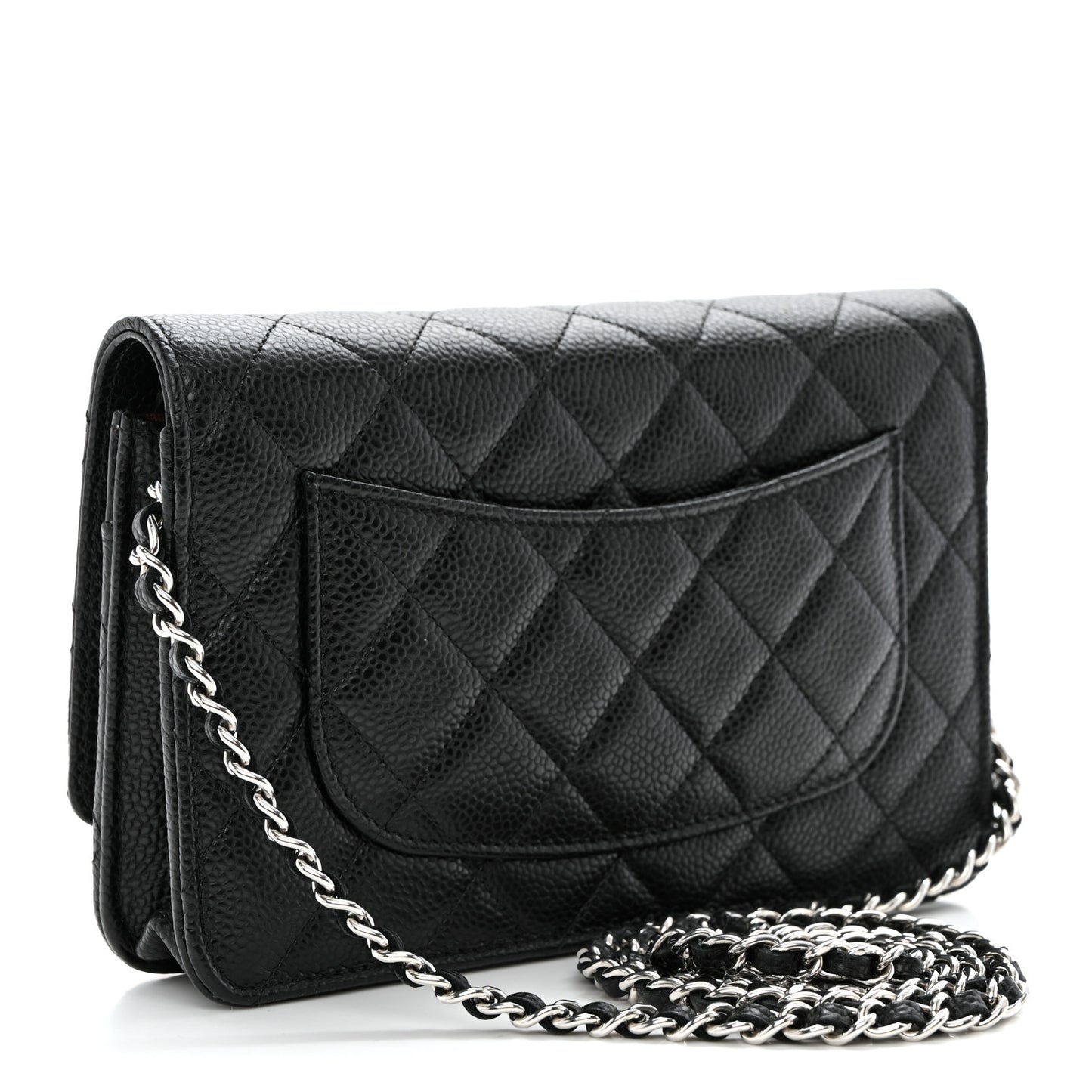 Caviar Quilted Wallet on Chain WOC Black