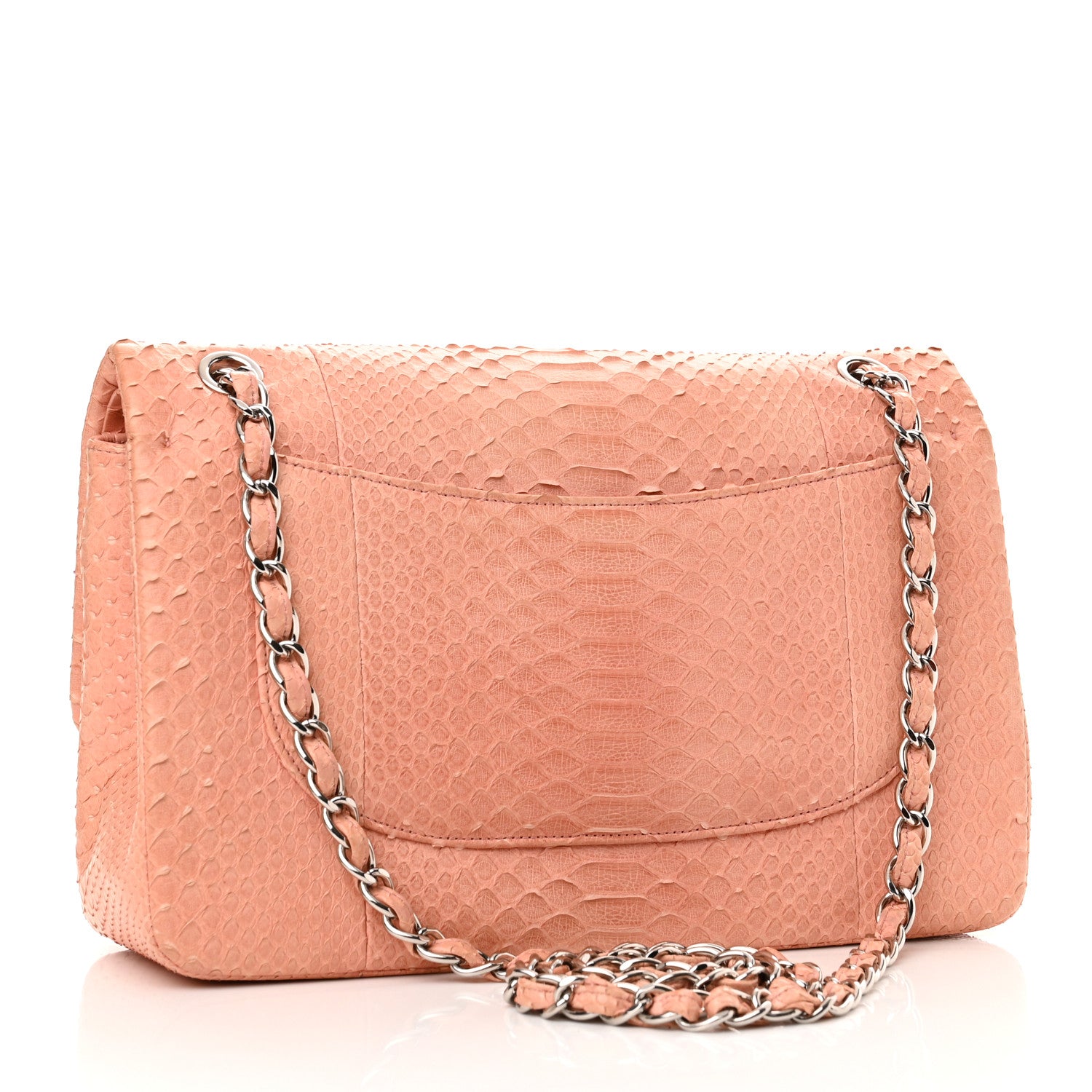Chanel Snakeskin Jumbo Double Flap Pink 3 of 10