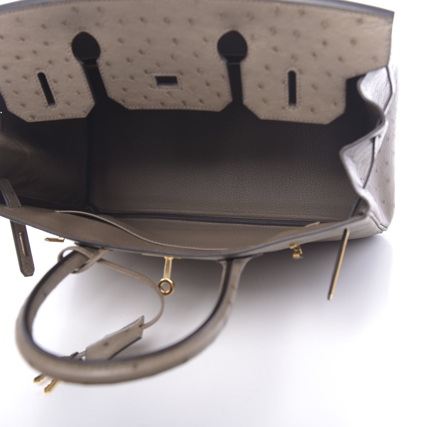 Ostrich Birkin 30 Gris Asphalte
