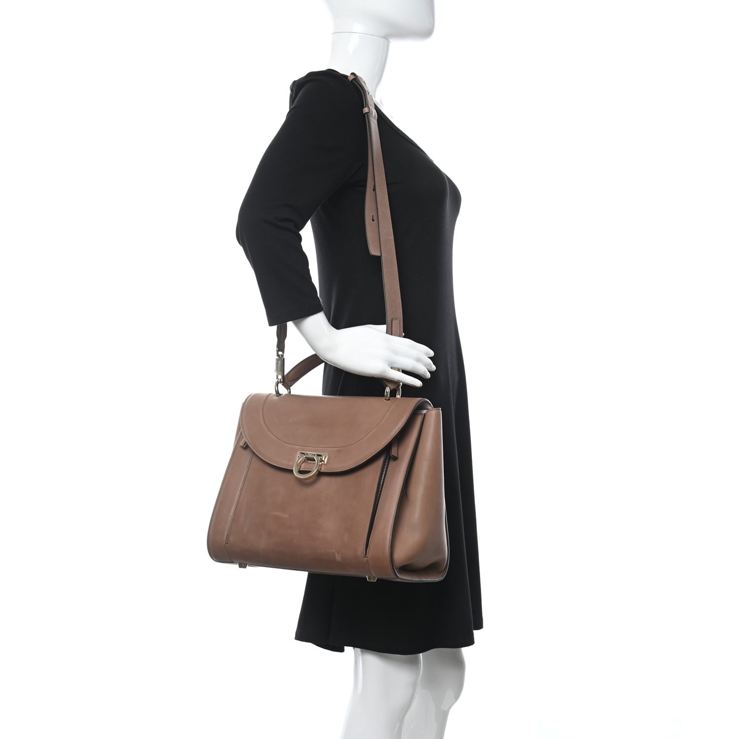 Calfskin Sofia Rainbow Top Handle Bag Moka