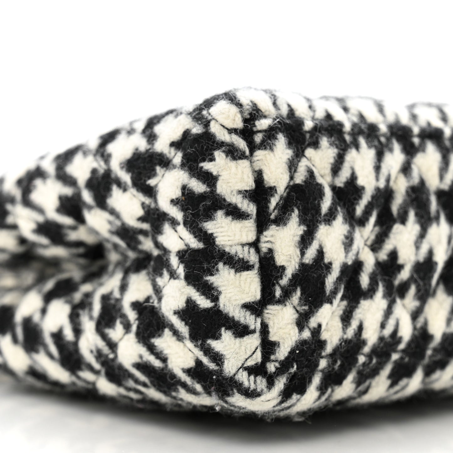 Tweed Houndstooth Quilted Nano Kelly Shopper Black White