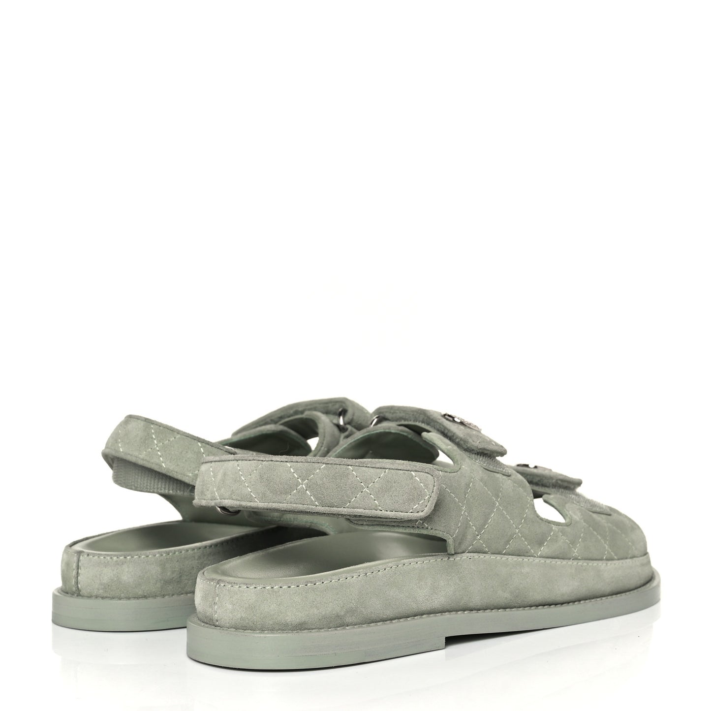 Suede Calfskin Velcro Dad Sandals 40.5 Light Green