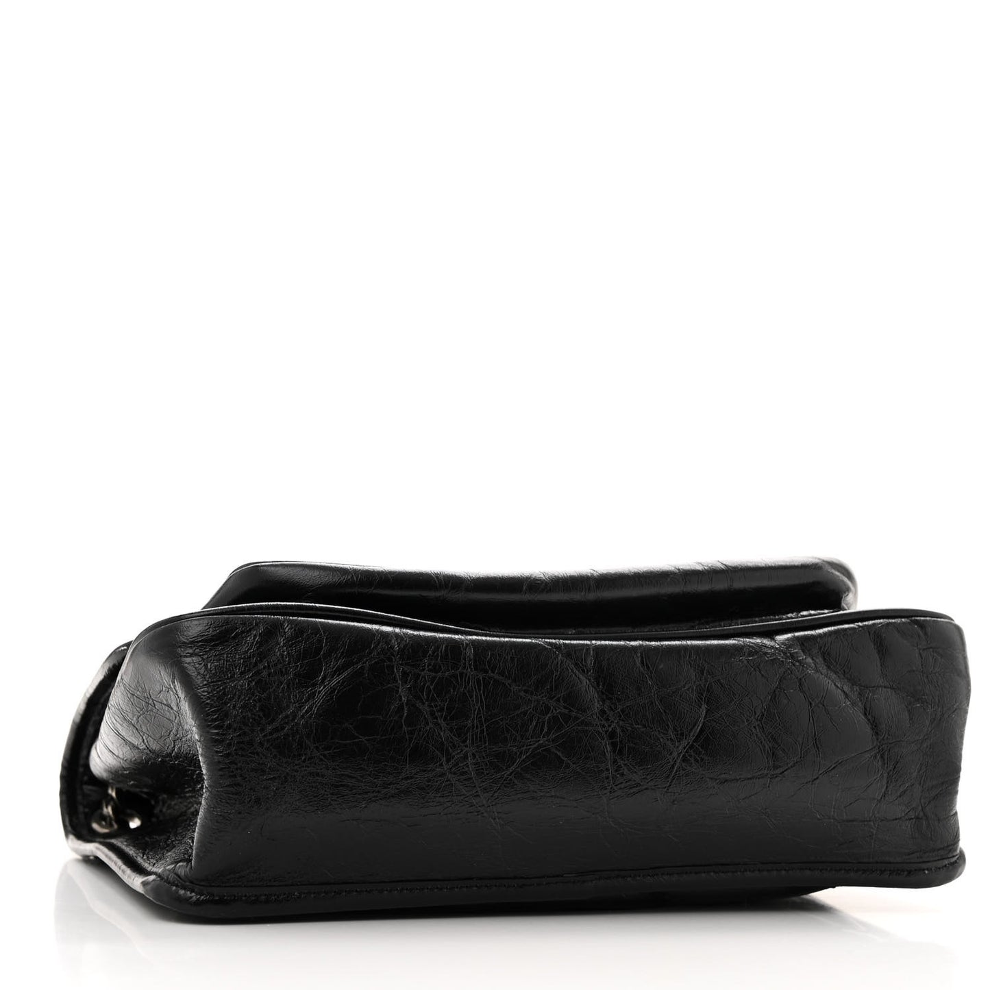Crinkled Calfskin Matelasse Monogram Medium Niki Chain Satchel Black