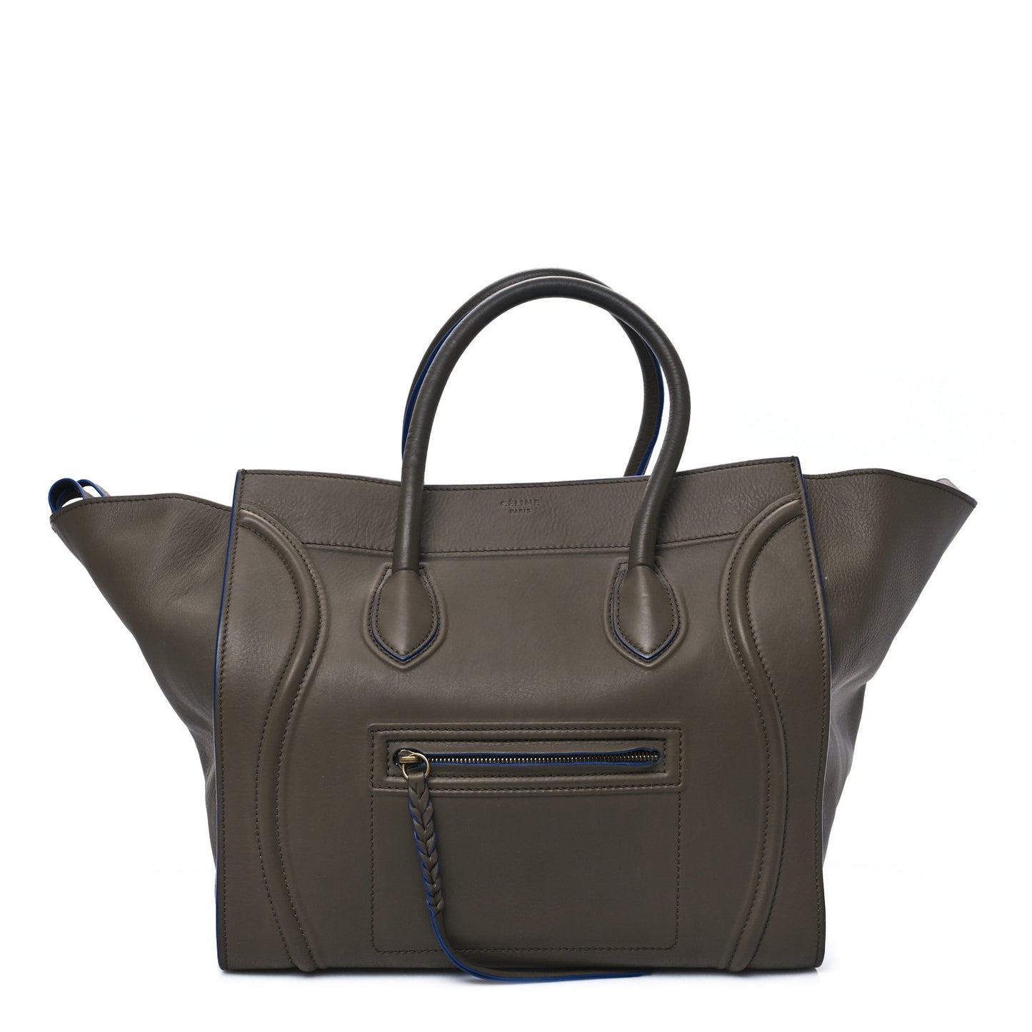 Smooth Calfskin Medium Phantom Luggage Khaki Cobalt Trim