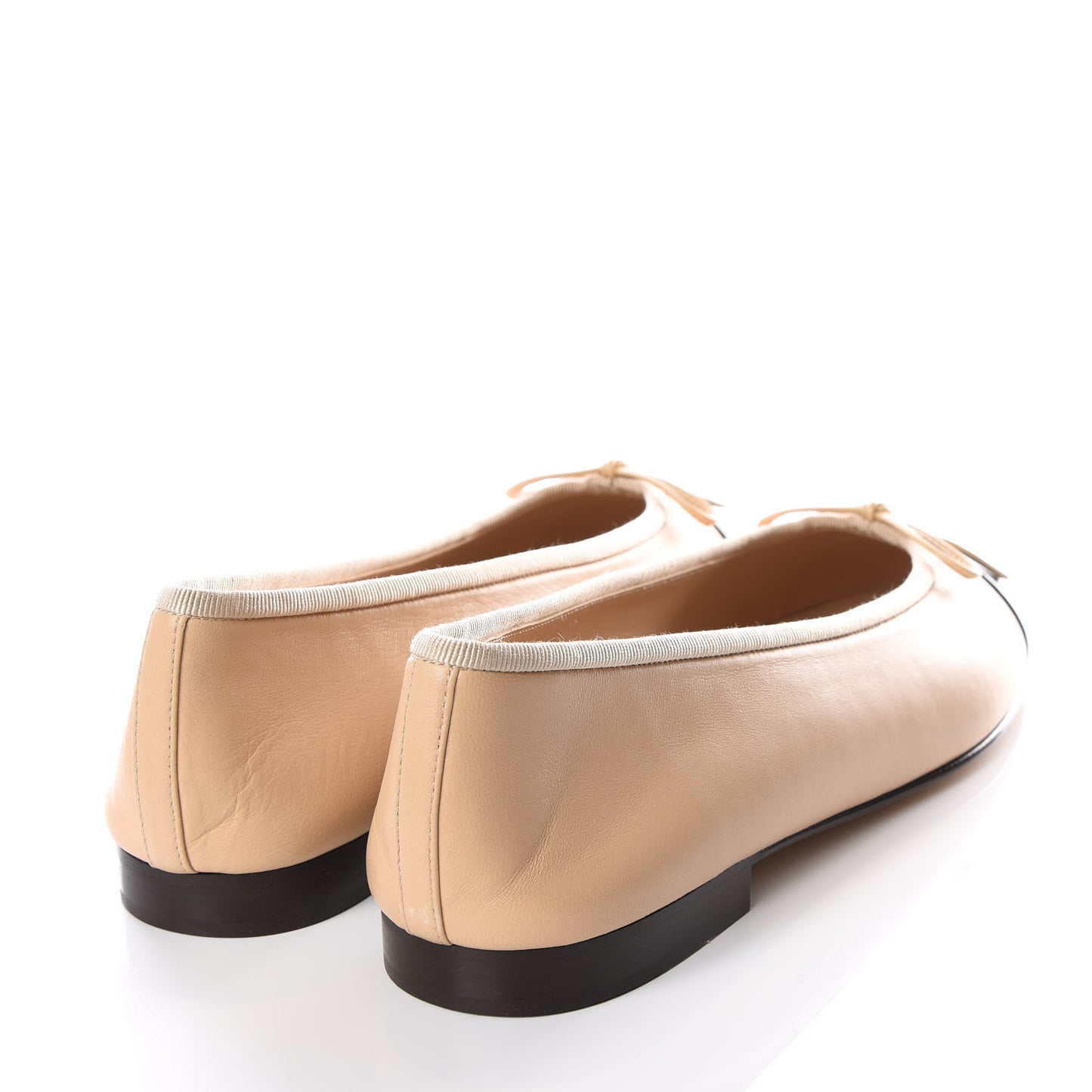 Lambskin Cap Toe CC Ballerina Flats 40 Beige Black