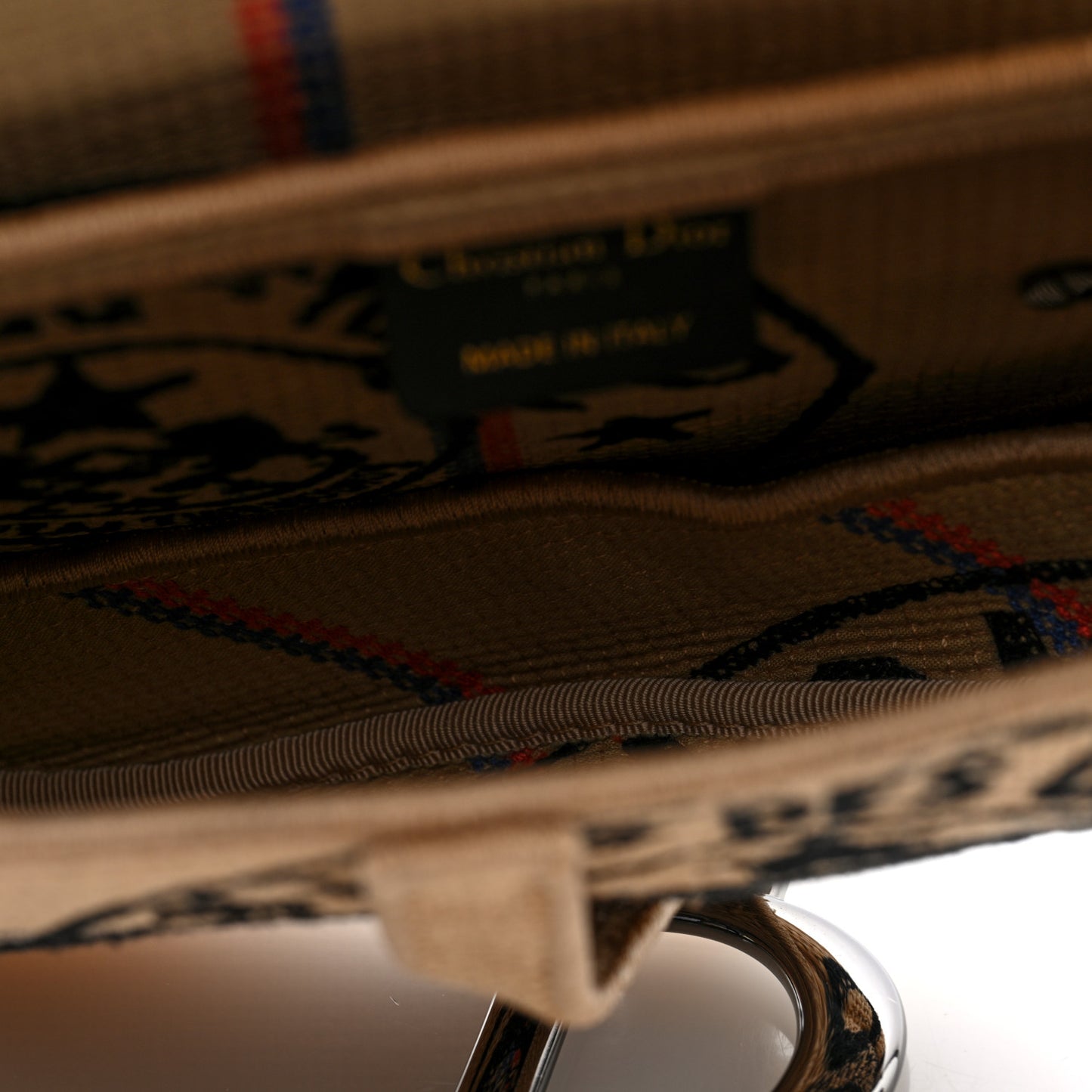 Canvas Jute Embroidered Saddle Bag Black Beige