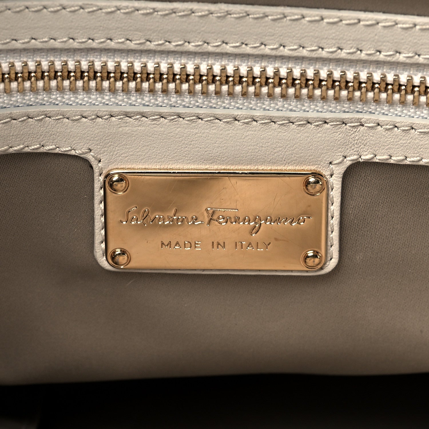 Salvatore Ferragamo Straw Calfskin Fiamma Bag Beige 6 of 12