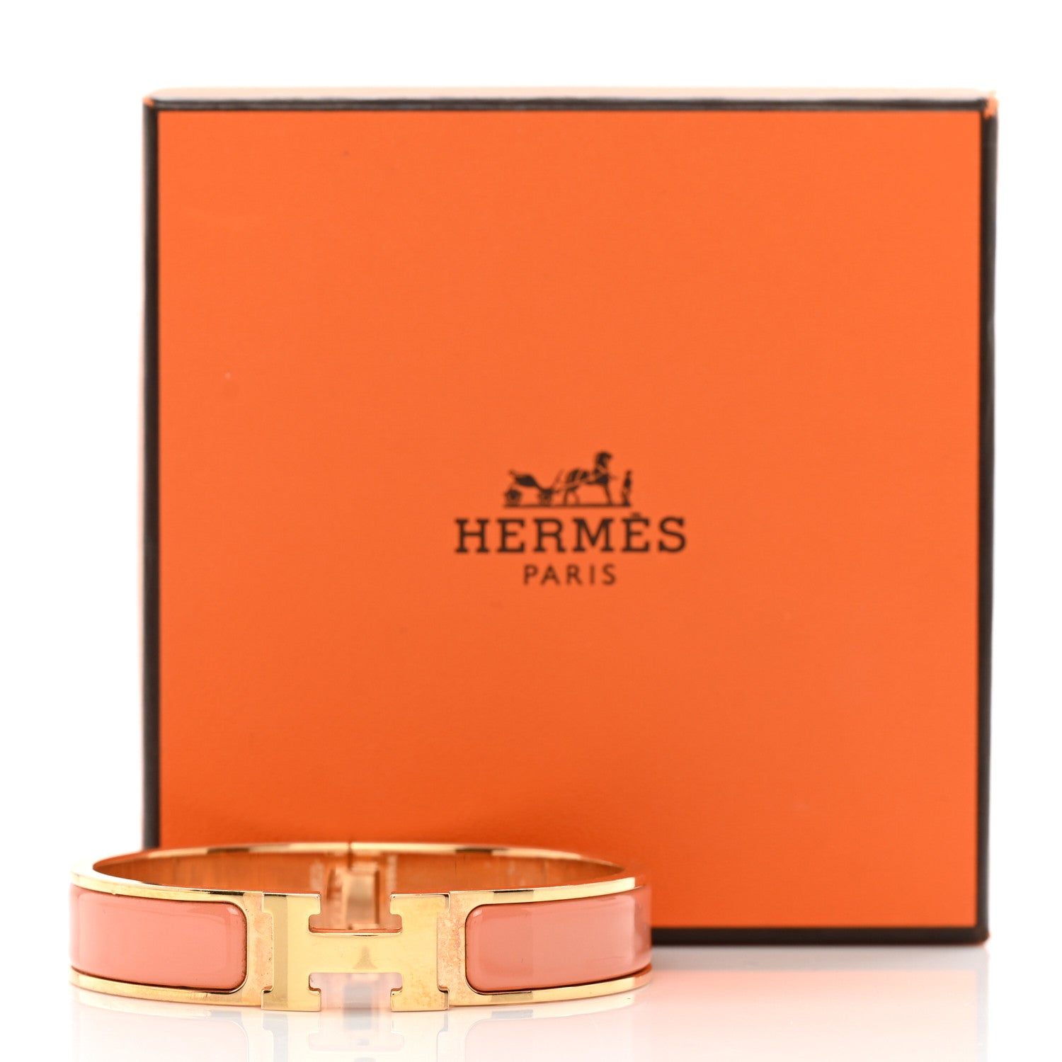 Hermes Enamel Narrow Clic Clac H Bracelet PM Mango 5 of 5