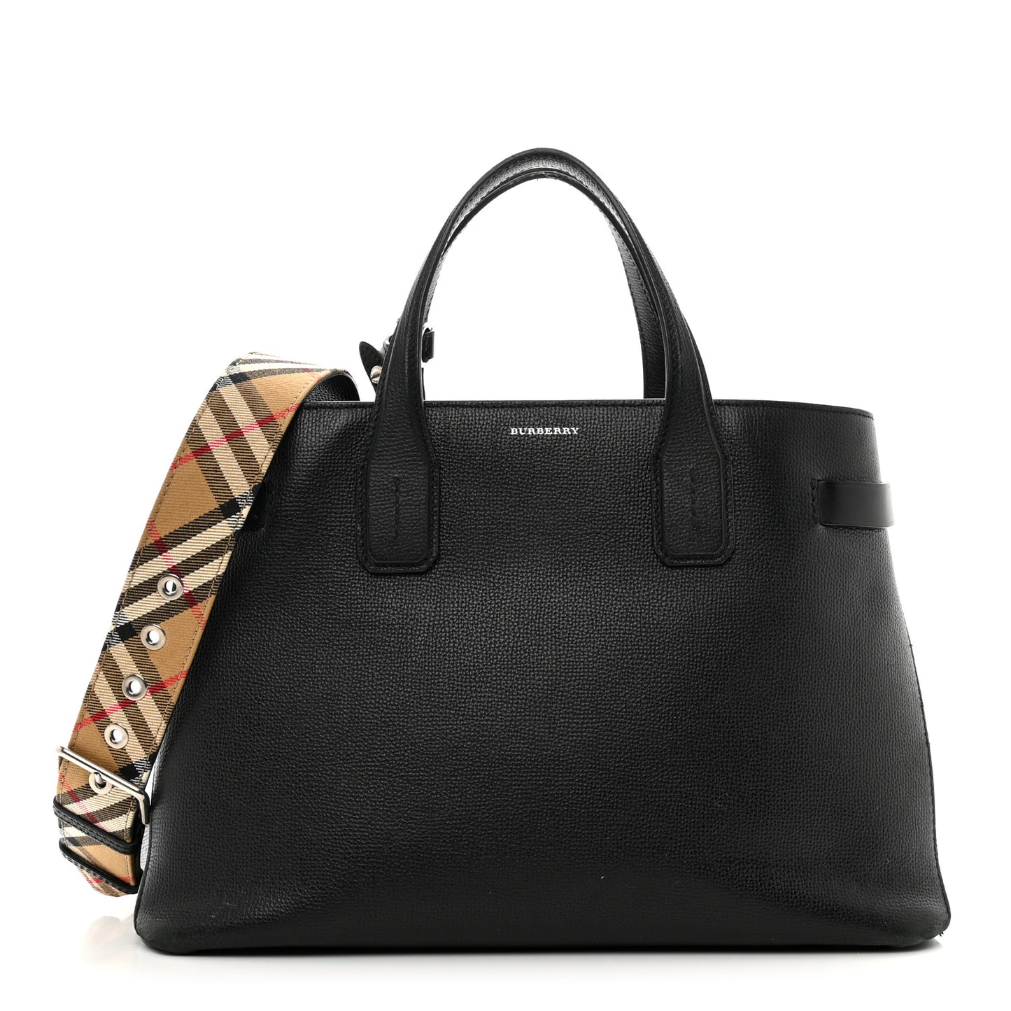 Derby Calfskin House Check Medium Banner Tote Black