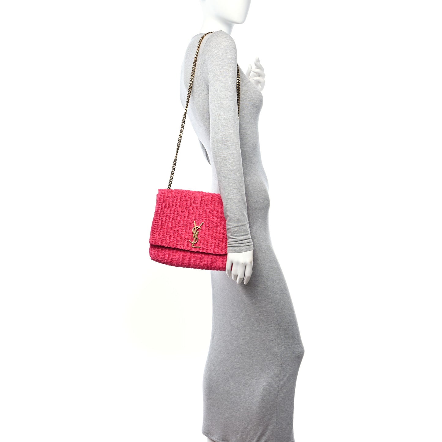 Raffia Medium Monogram Kate Satchel Pink Glow
