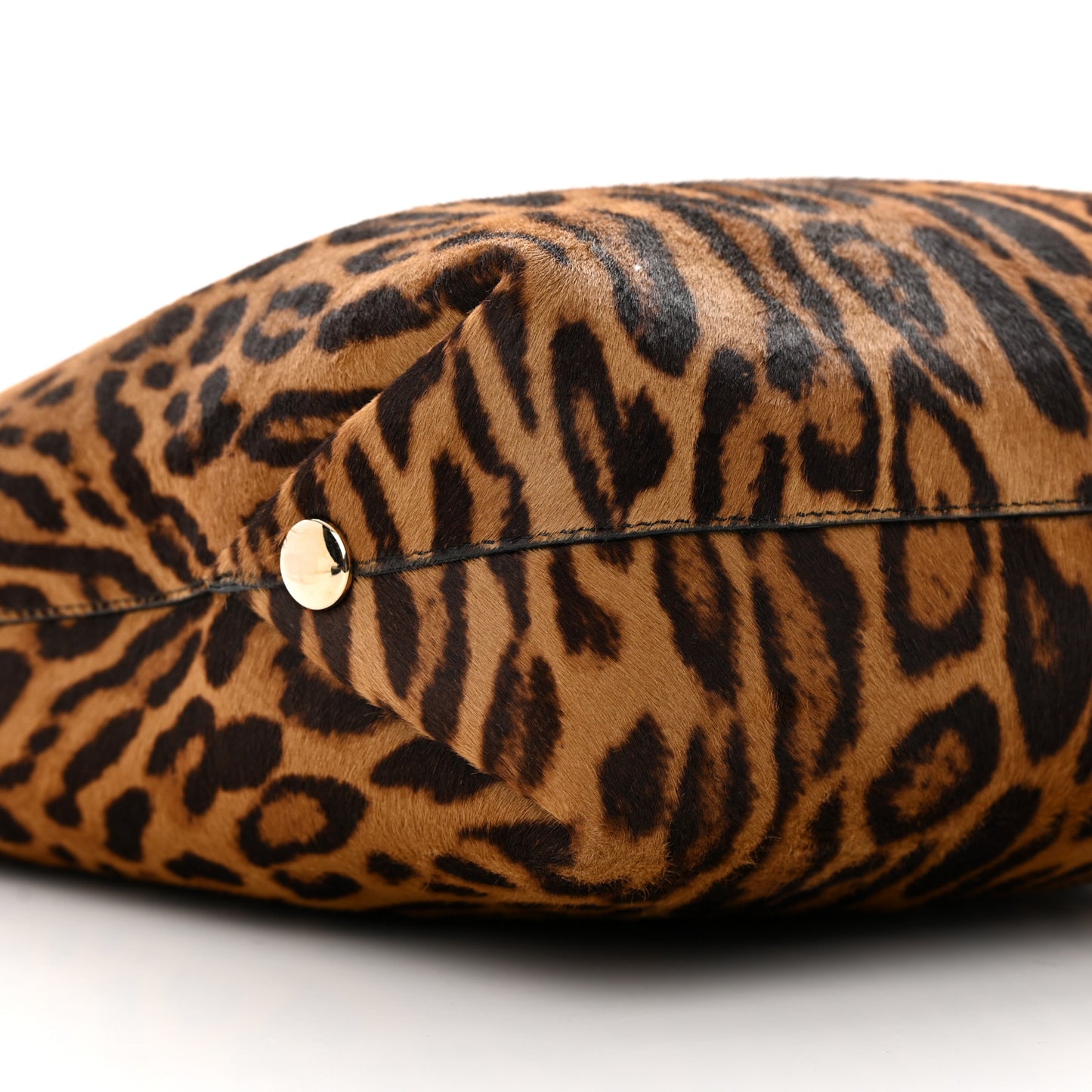 Calf Hair Leopard Print North South Tote Chocolate Brown Black Camel