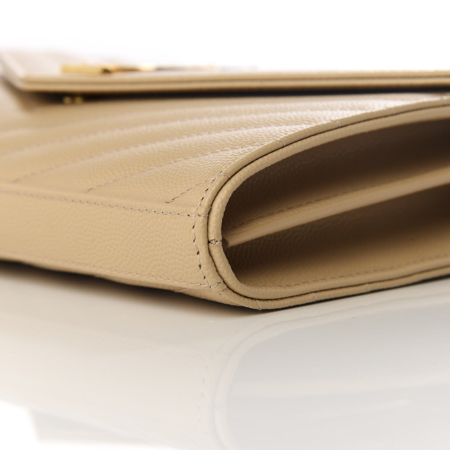 Grain De Poudre Matelasse Chevron Monogram Chain Wallet Nude Powder
