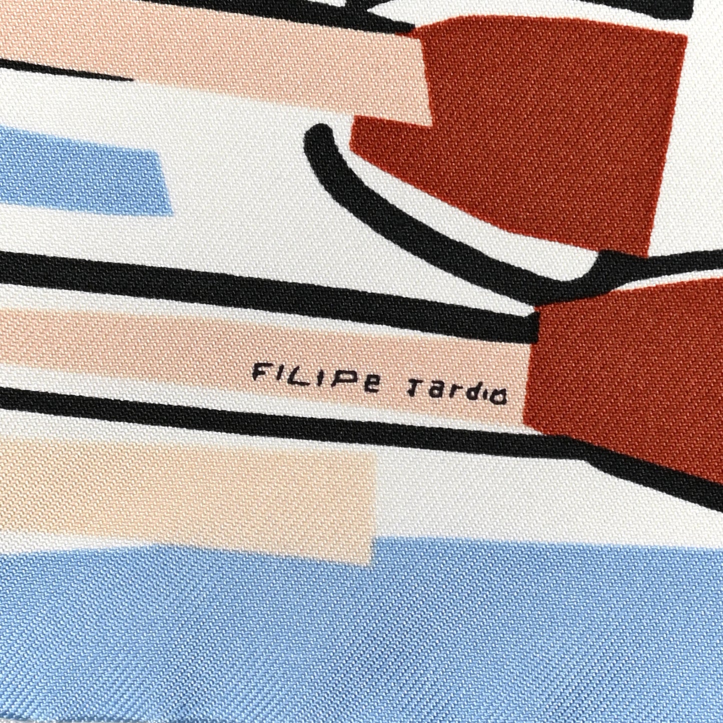 Silk Sea Surf and Fun Scarf 45 White Bleu Ciel Beige