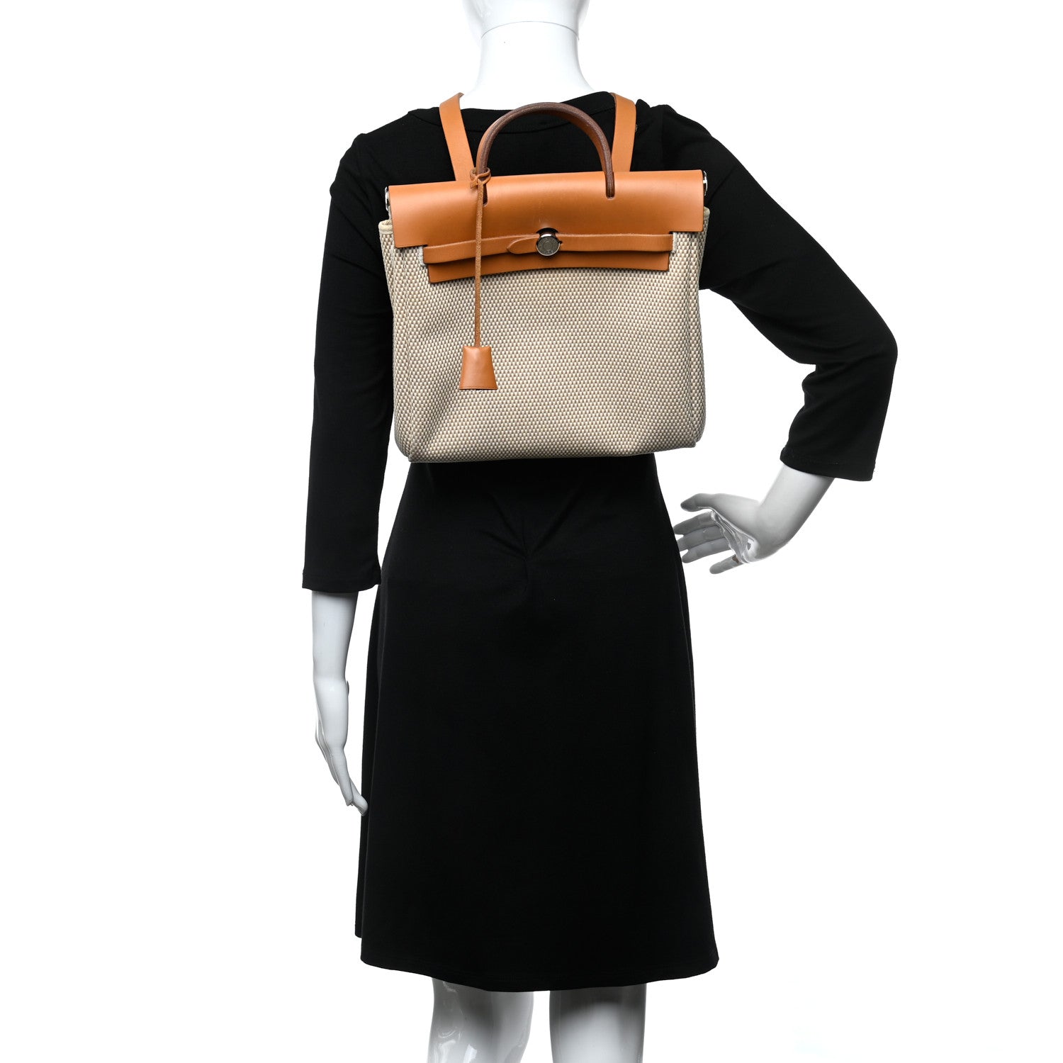 Hermes Toile Vache Calfskin Herbag 30 PM Backpack Natural 2 of 16