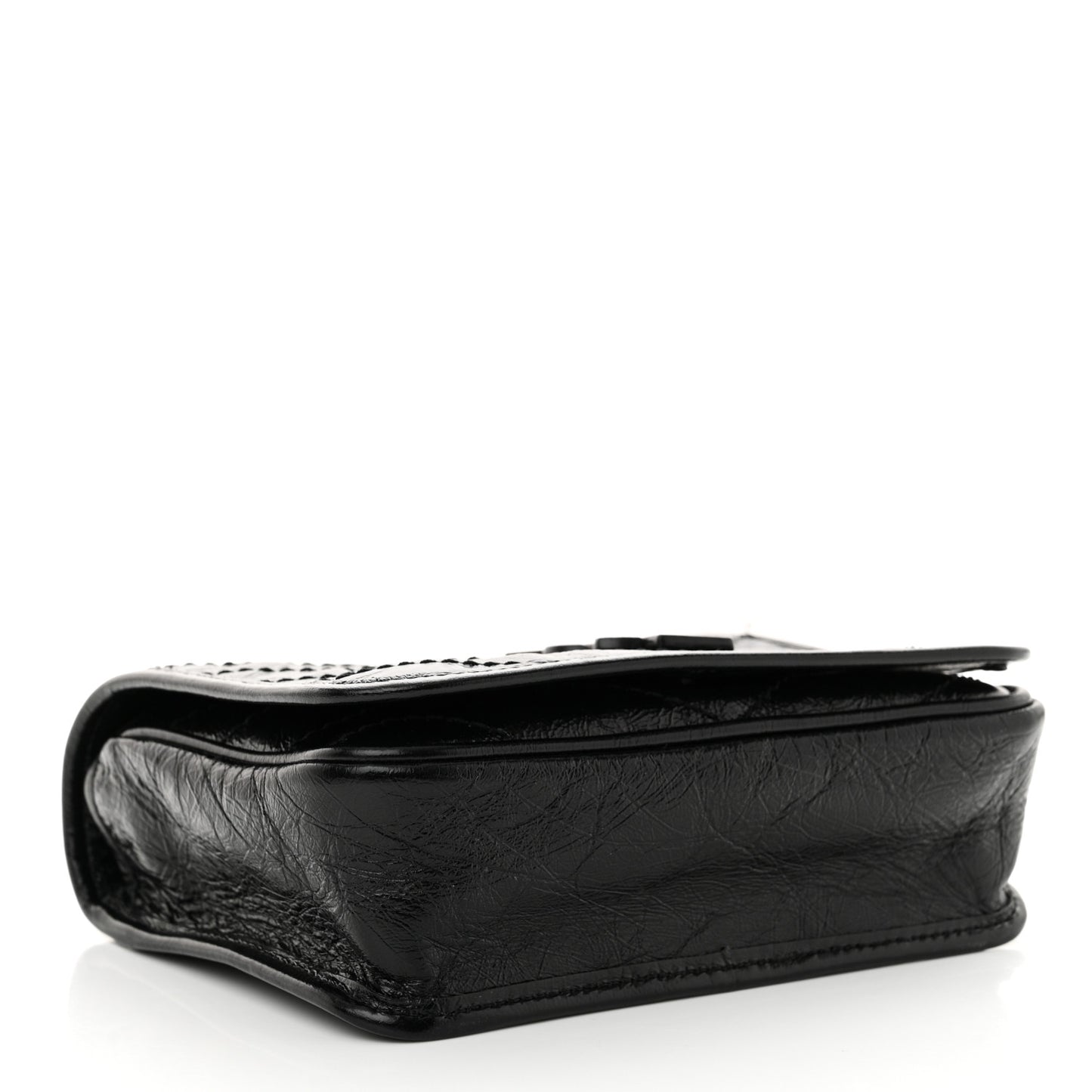 Crinkled Calfskin Matelasse Monogram Niki Chain Wallet Black