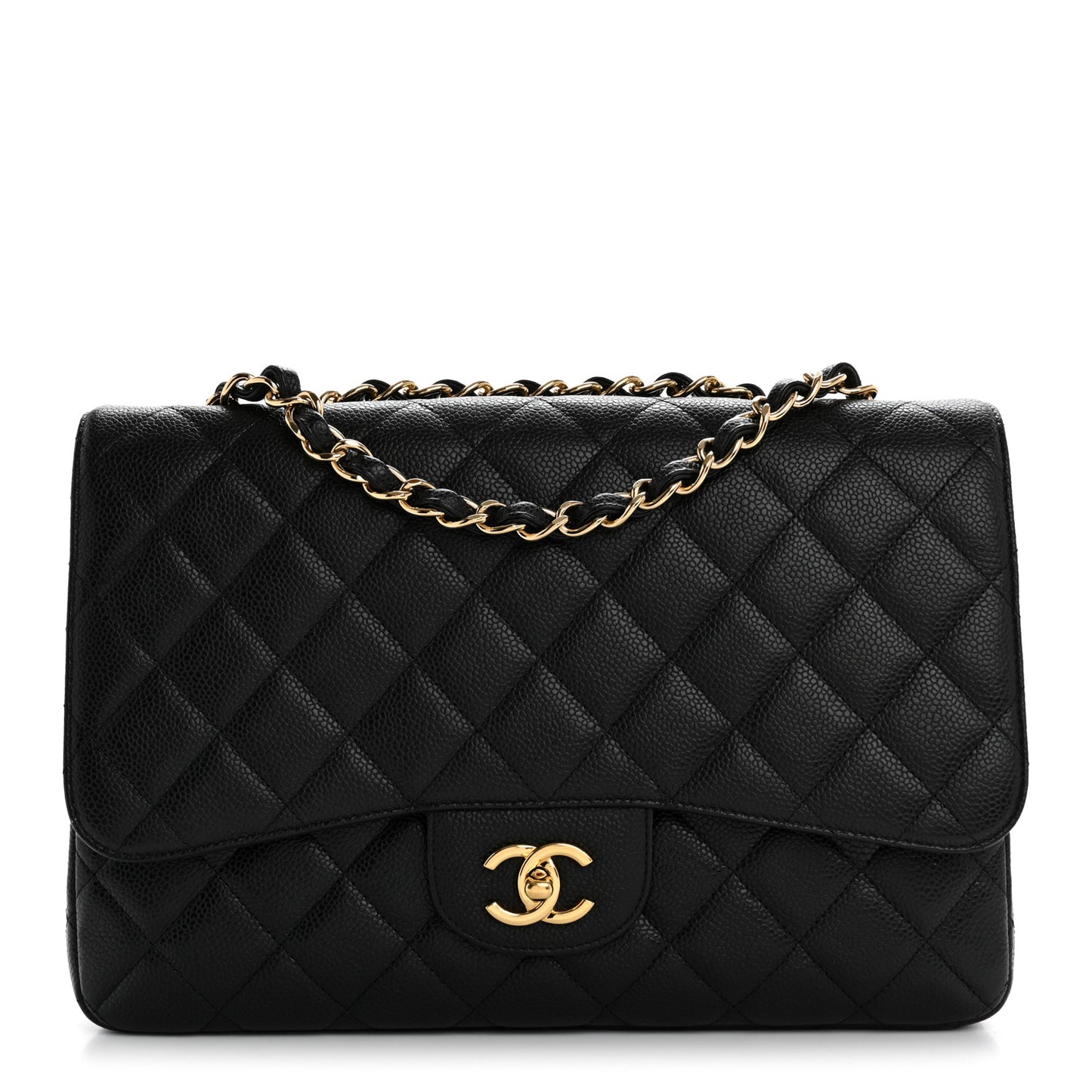 Caviar Quilted Jumbo Double Flap Black