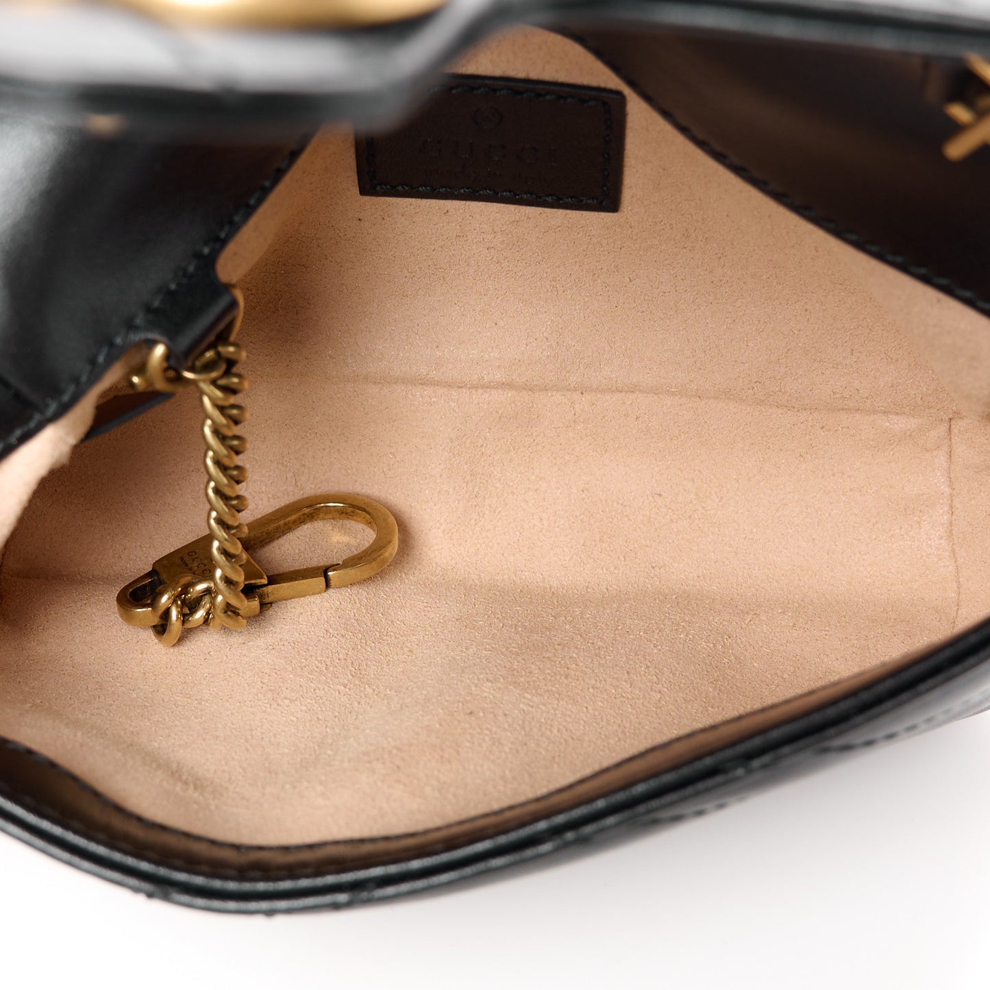 Calfskin Matelasse Super Mini GG Marmont Shoulder Bag Black