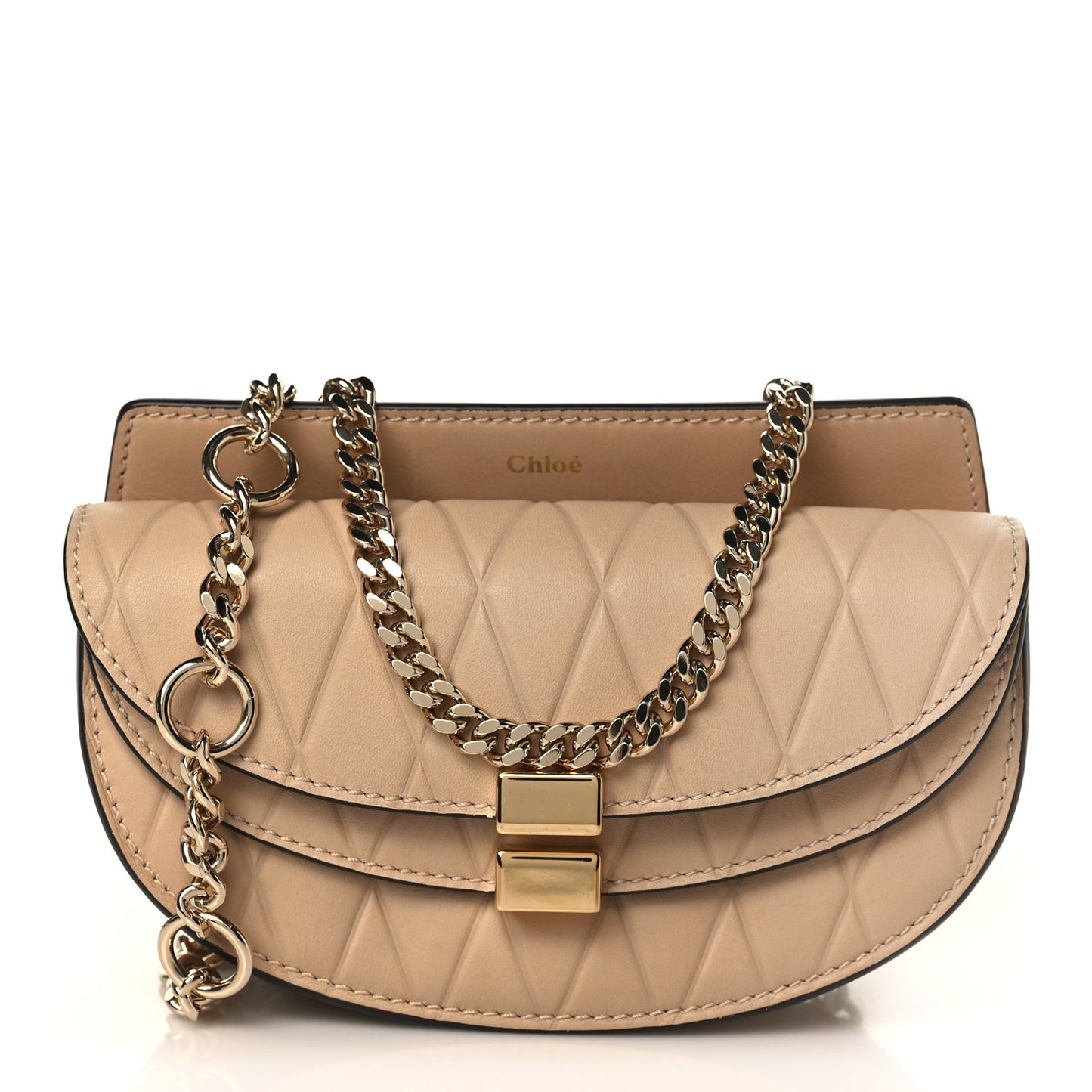 Calfskin Embossed Nano Georgia Crossbody Bag Sand